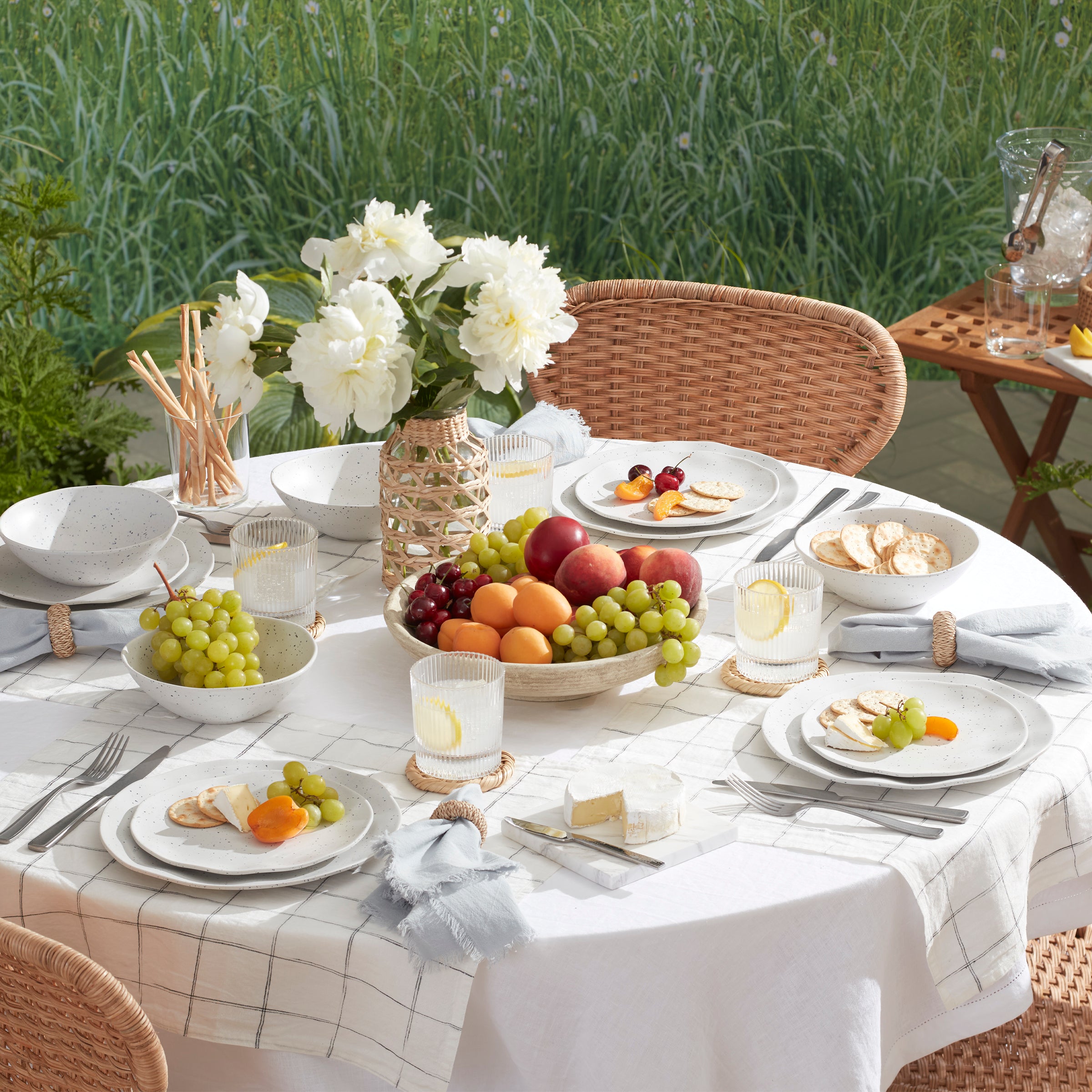 Stylish Terrazzo Melamine 12-Piece Dinnerware Set - Durable & Lightweight for Outdoor Dining, Picnics, and Everyday Use
