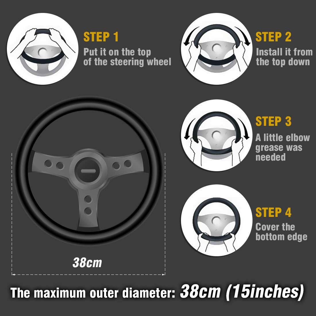 Universal 15 Inch Microfiber Steering Wheel Cover - Breathable Ice Silk Anti-Slip Car Accessory for Men & Women | Warm in Winter & Cool in Summer | Beige & Brown | Perfect for Daily Commute, Road Trips & All-Season Driving Comfort
