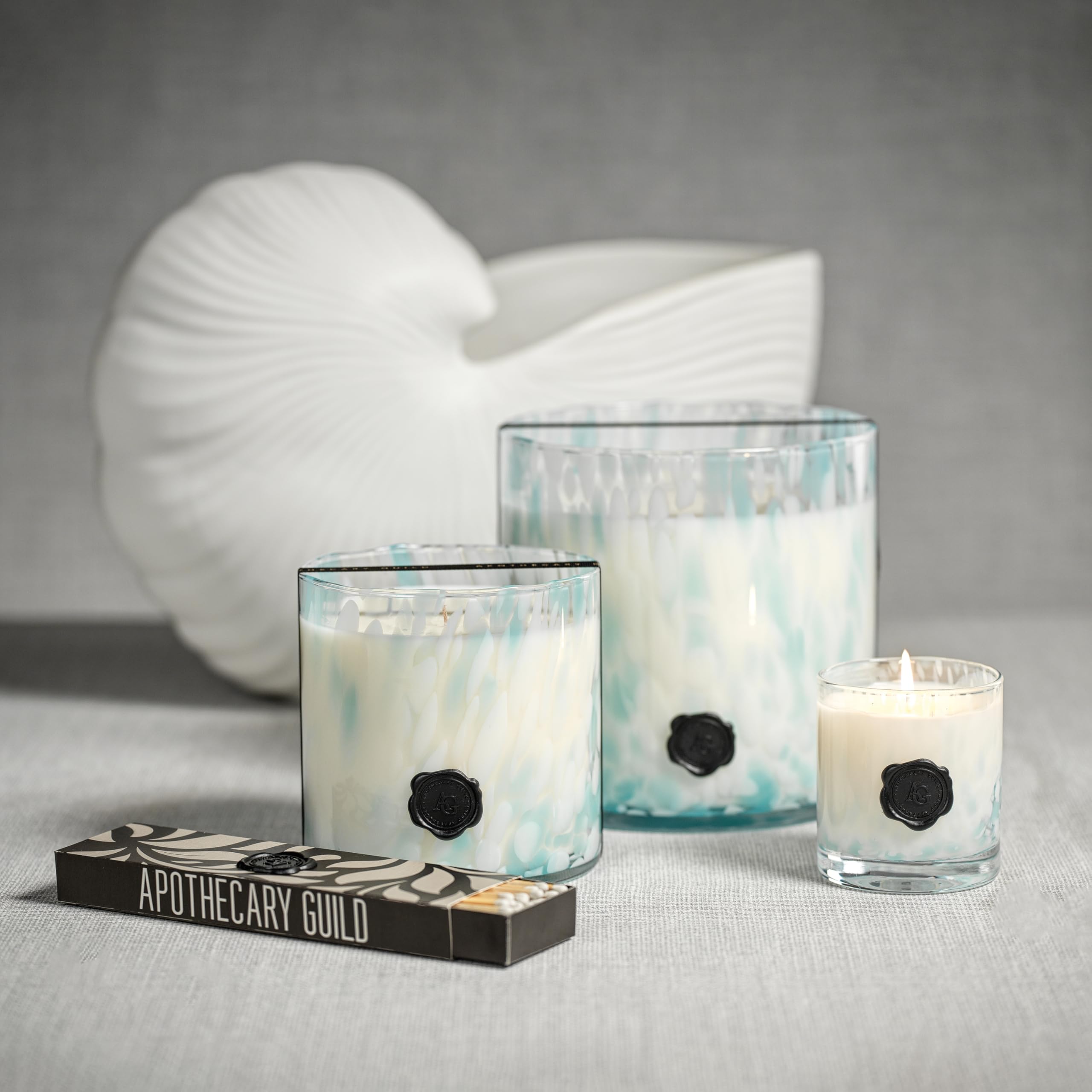 Zodax Apothecary Guild 3-Wick Large Scented Candle - Opal Glass Jar Home Decor - Sunset Beach Fragrance (50.02 Oz) - Perfect Gift for Women & Men - Ideal for Living Room, Bedroom, Bathroom & Spa Relaxation