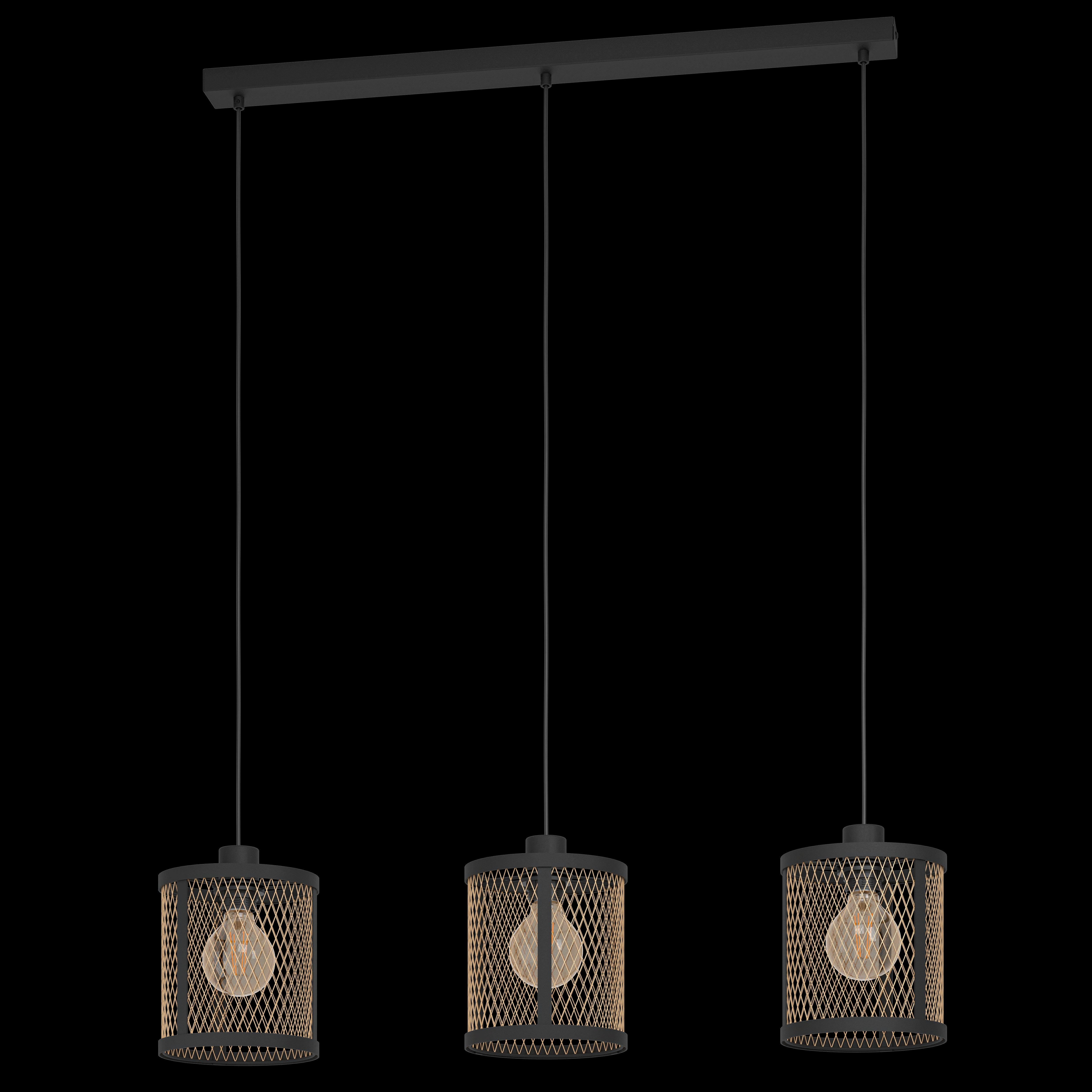 Eglo Dellow Black & Brass Round Mesh Shade Ceiling Pendant Light Fixture - Modern Industrial Lighting for Kitchen Island, Dining Room & Bedroom