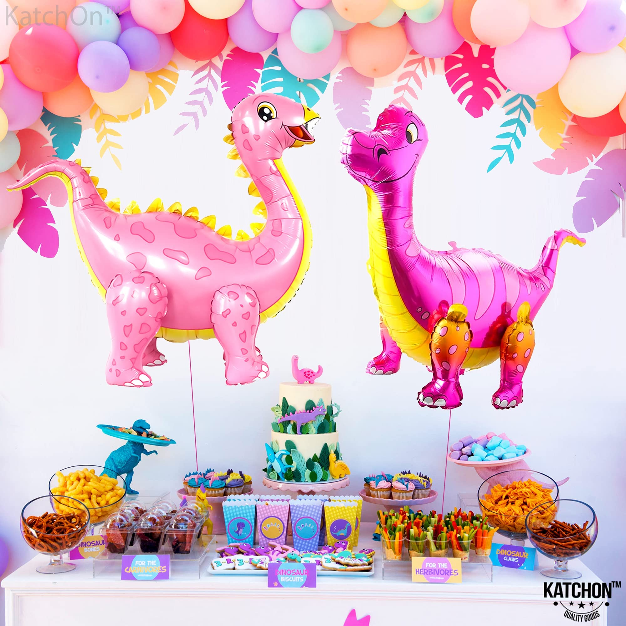 3D Pink Dinosaur Balloons for Girls - 35 Inch Large Tanystropheus Dinosaur Foil Balloons | 34 Inch 4D Dinosaur Party Decorations | Perfect for Birthday Parties, Baby Showers & Dinosaur-Themed Events