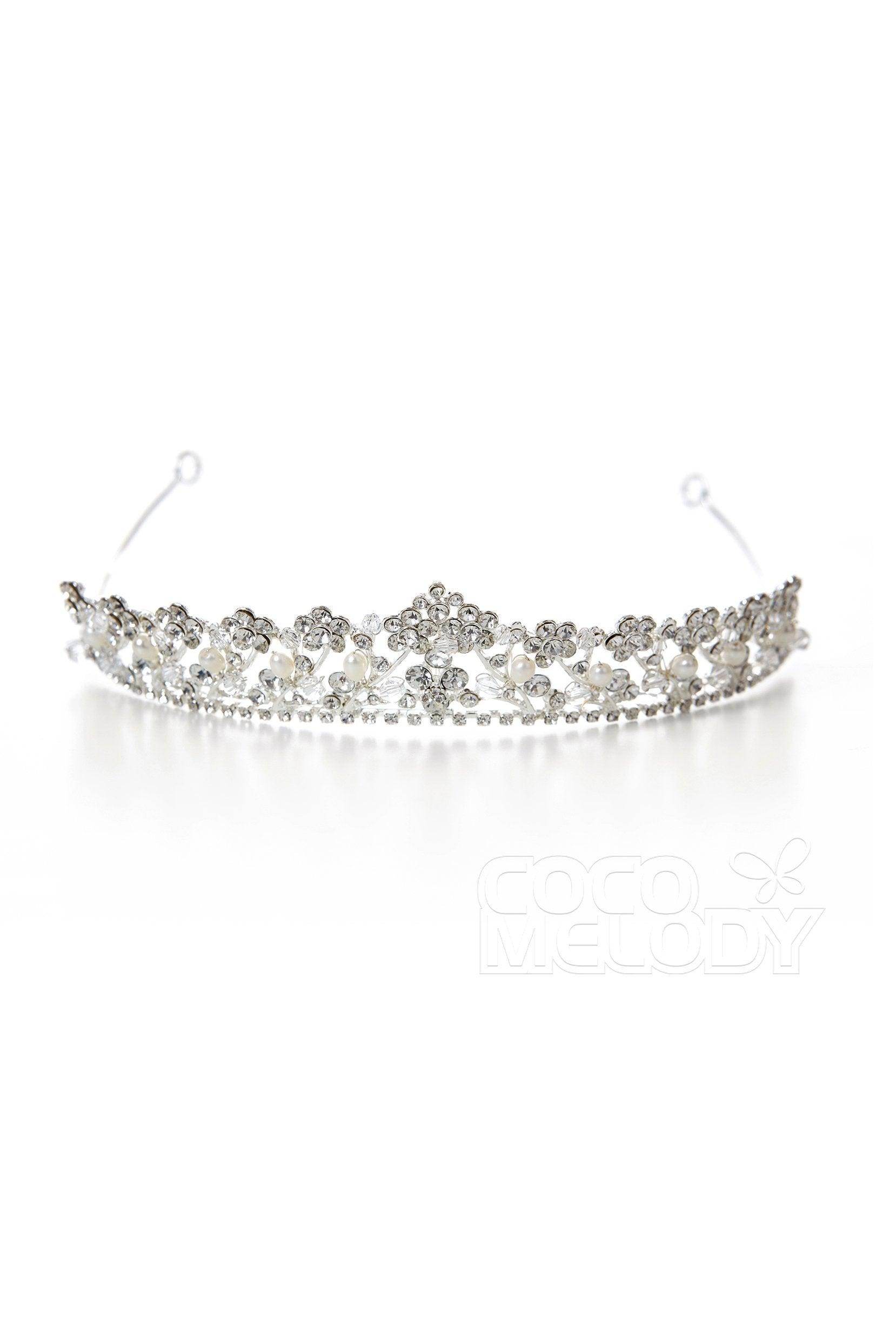 Luxurious Cubic Zirconia Tiara with Imitation Pearls - Elegant Bridal Crown for Weddings, Prom, Pageants & Special Occasions | CR17006