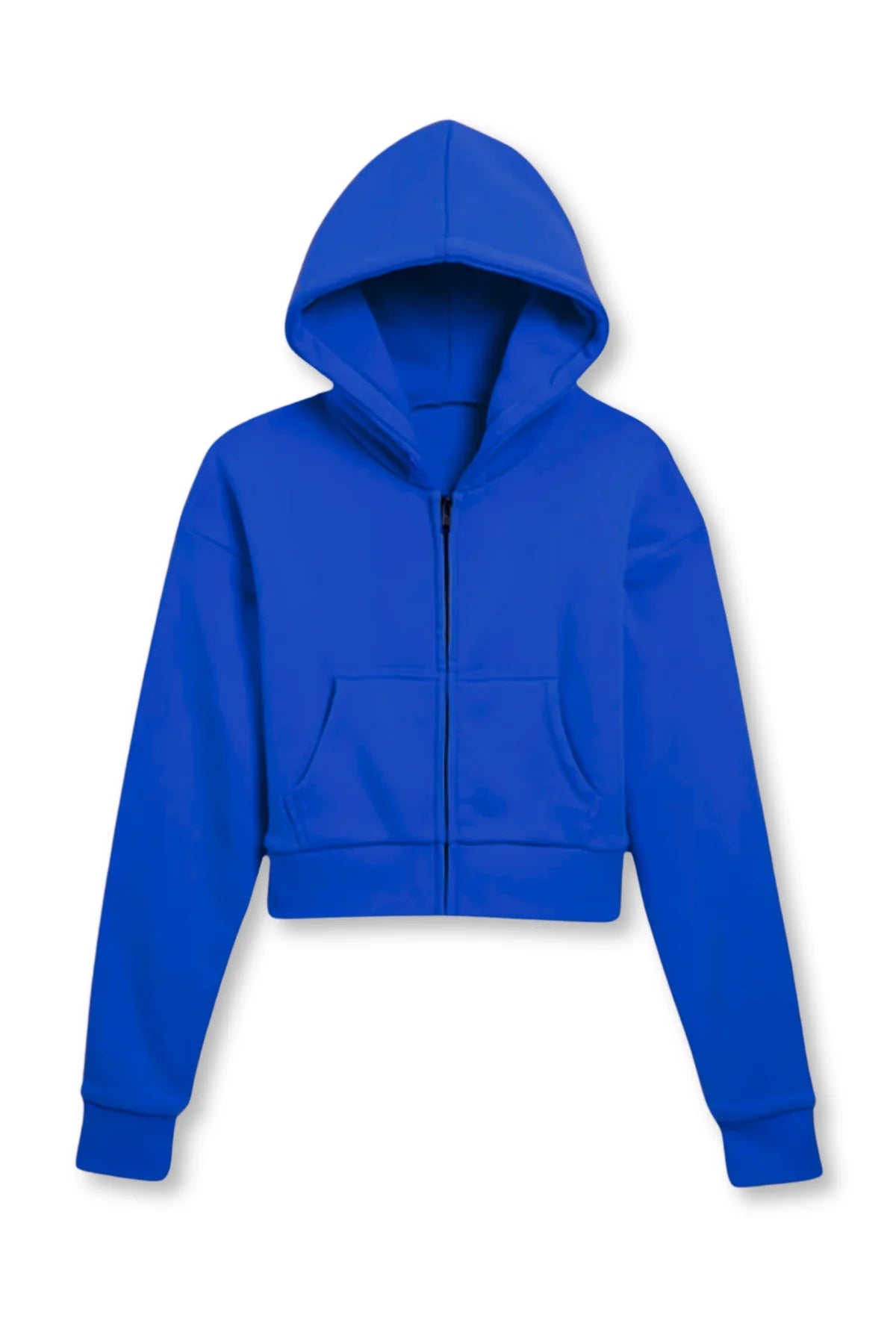 Katie J Dylan Cropped Zip Up Hoodie - Mykonos Blue | Women's Fashion Streetwear for Casual Outfits & Layering