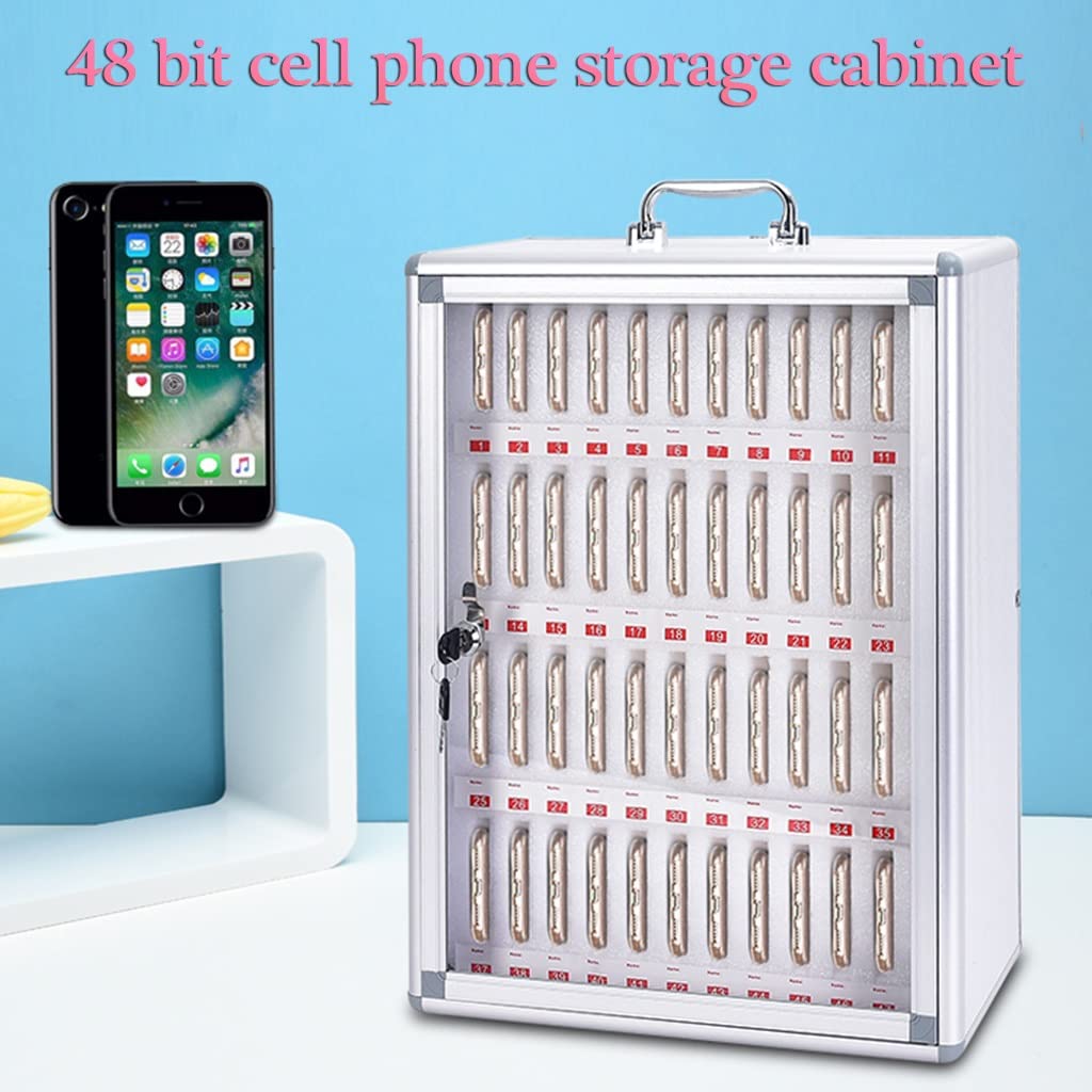 Wall-Mounted Cell Phone Storage Cabinet - Portable Mobile Phone Safe Deposit Box for Schools & Offices - Silver, 12 Inch - Ideal for Classrooms, Meetings & Secure Device Storage