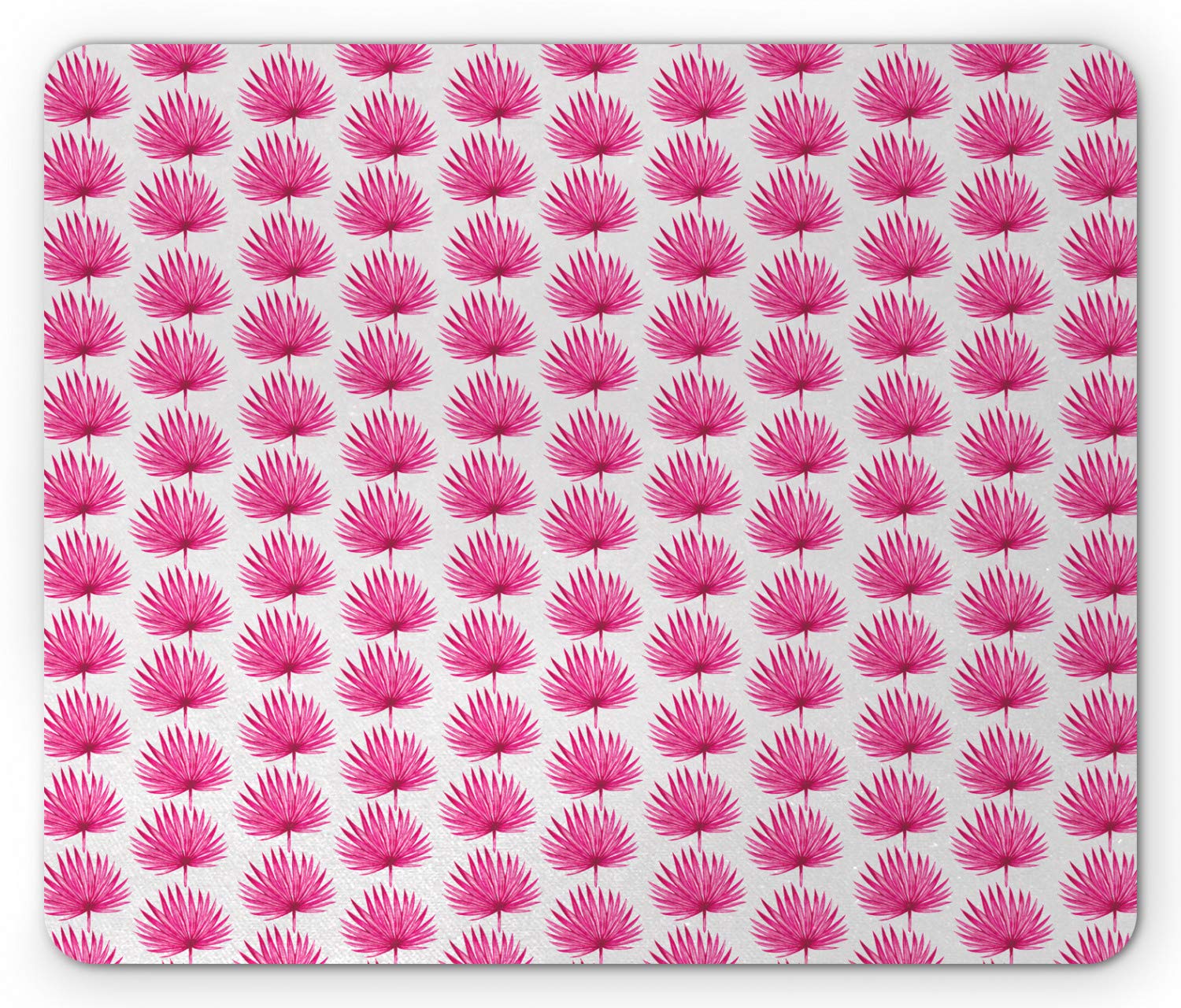 Ambesonne Pink and White Mouse Pad - Botanical Hawaii Jungle Design with Palm Leaves, Exotic Rainforest Themed Non-Slip Rubber Mousepad, Standard Size Rectangle Mouse Mat for Office & Gaming (Magenta/White) - Perfect for Computer, Laptop, Home & Workspace Accessories