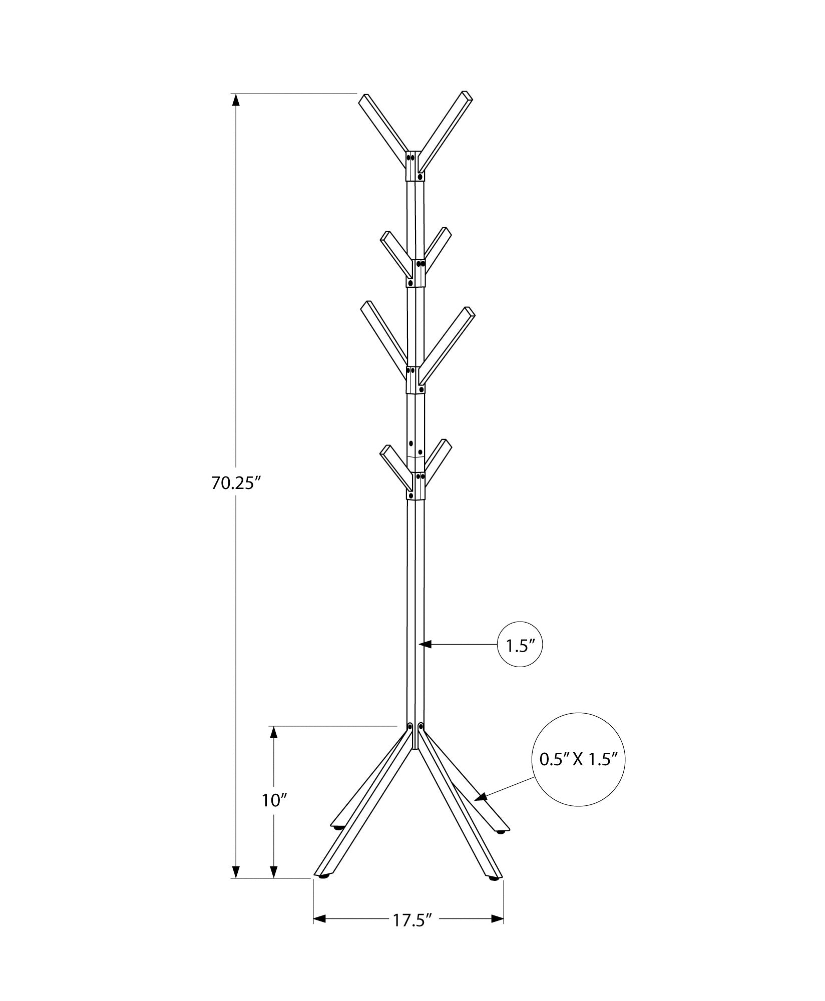 70H Silver Metal Coat Rack - Wall Mounted Coat Hanger for Entryway, Bedroom & Closet Organization | Durable & Space-Saving