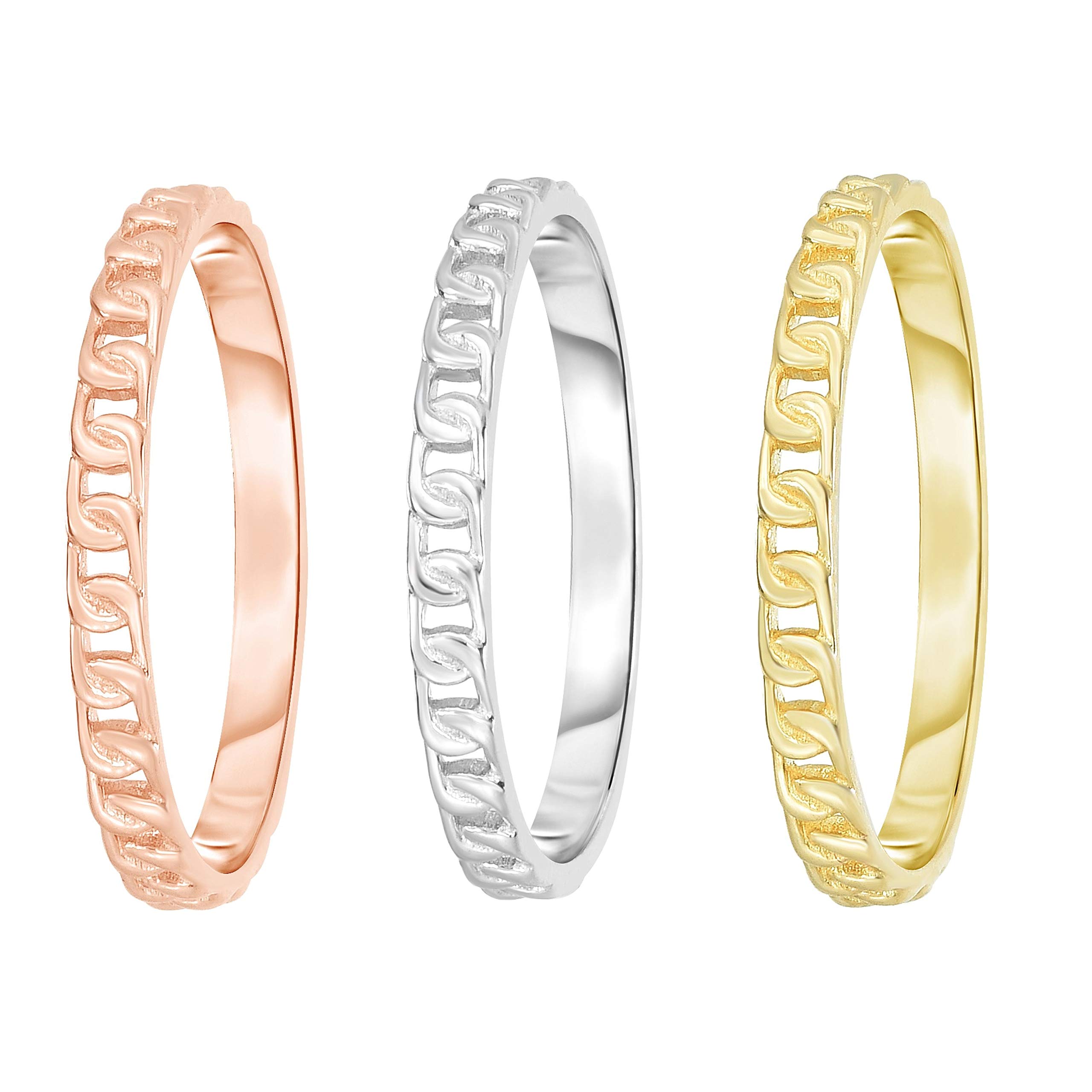 Giorgio Bergamo 14k Gold Stackable Link Minimalist Rings for Women - Dainty Thin Gold Band Rings for Layering, Stacking & Everyday Wear - Perfect Gift for Her, Anniversary, Birthday & Valentine's Day
