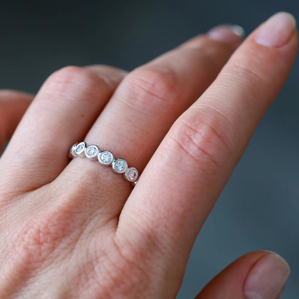 Modern Bezel Diamond Band Ring for Women - Elegant Wedding, Engagement & Anniversary Jewelry Gift - Perfect for Special Occasions & Everyday Luxury