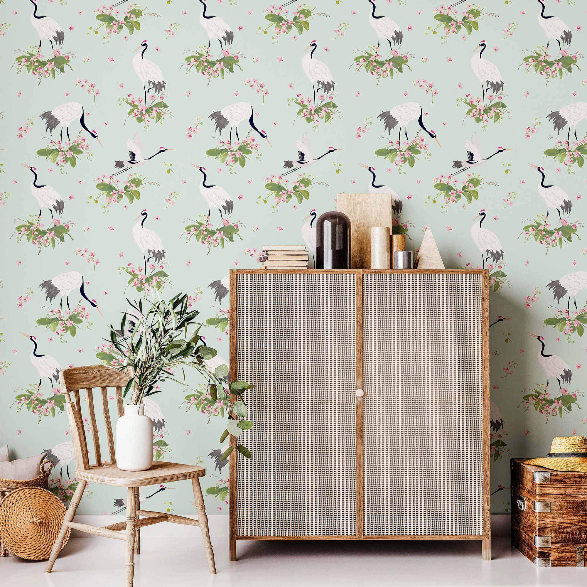 Blue Birds Peel and Stick Removable Wallpaper - Self-Adhesive Decorative Wall Covering for Bedroom, Nursery, Living Room & Home Decor - Easy to Install & Remove - Pattern 0262