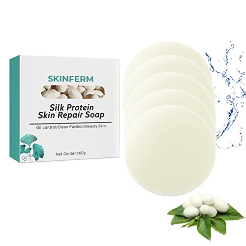 **Skinferm Collagen Milk Whitening Soap with Silk Protein – Acne Treatment, Exfoliating & Brightening Bar for Face & Body – Deep Moisturizing & Skin Repair – 5-Pack for Daily Glow & Radiant Complexion**    *(Ideal for acne-prone skin, dullness, or dryness – perfect for morning & nighttime skincare routines!)*
