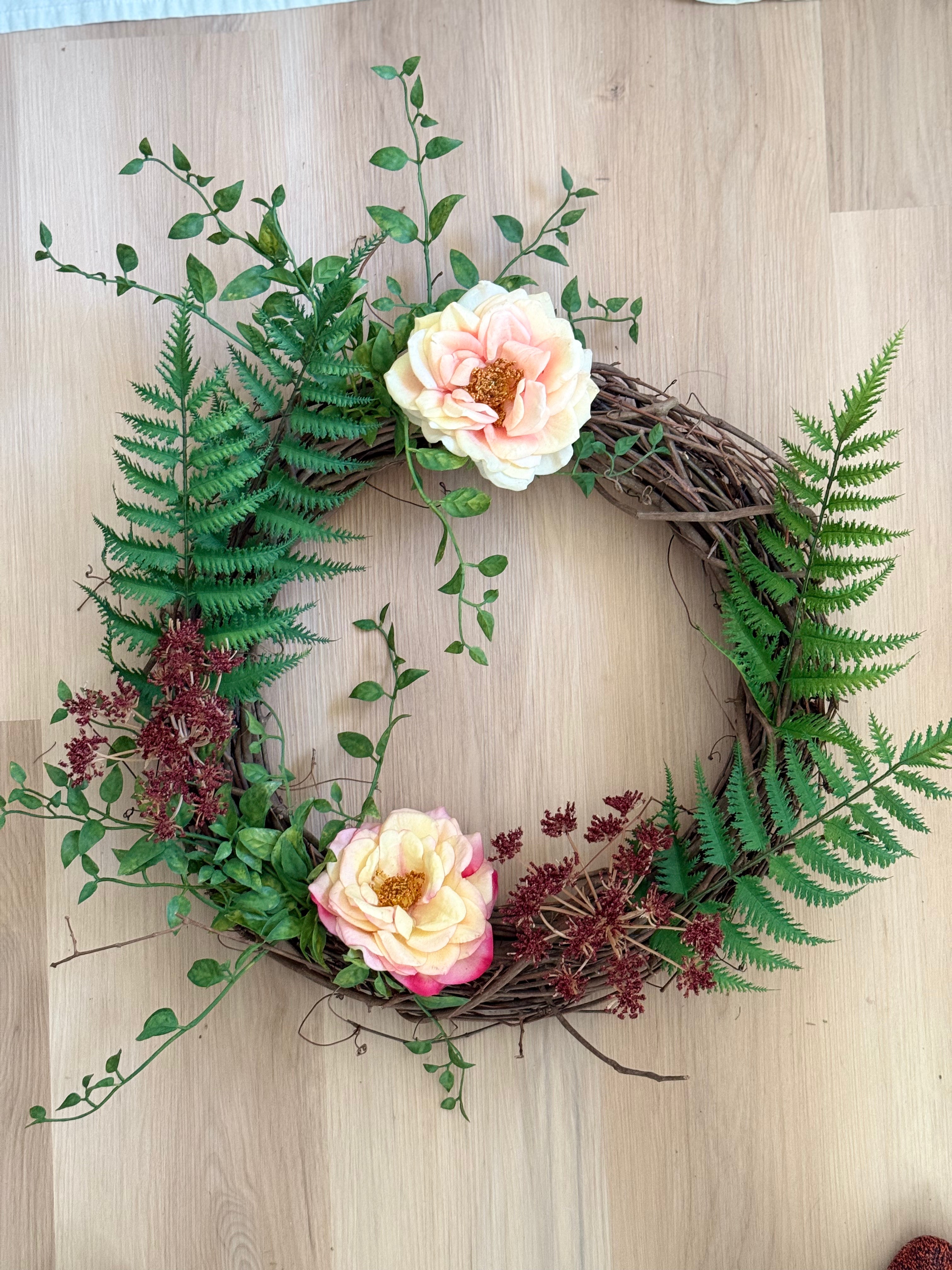 English Garden Wreath - Elegant Floral Door Decor for Spring & Summer | Perfect for Home, Wedding, and Party Decorations