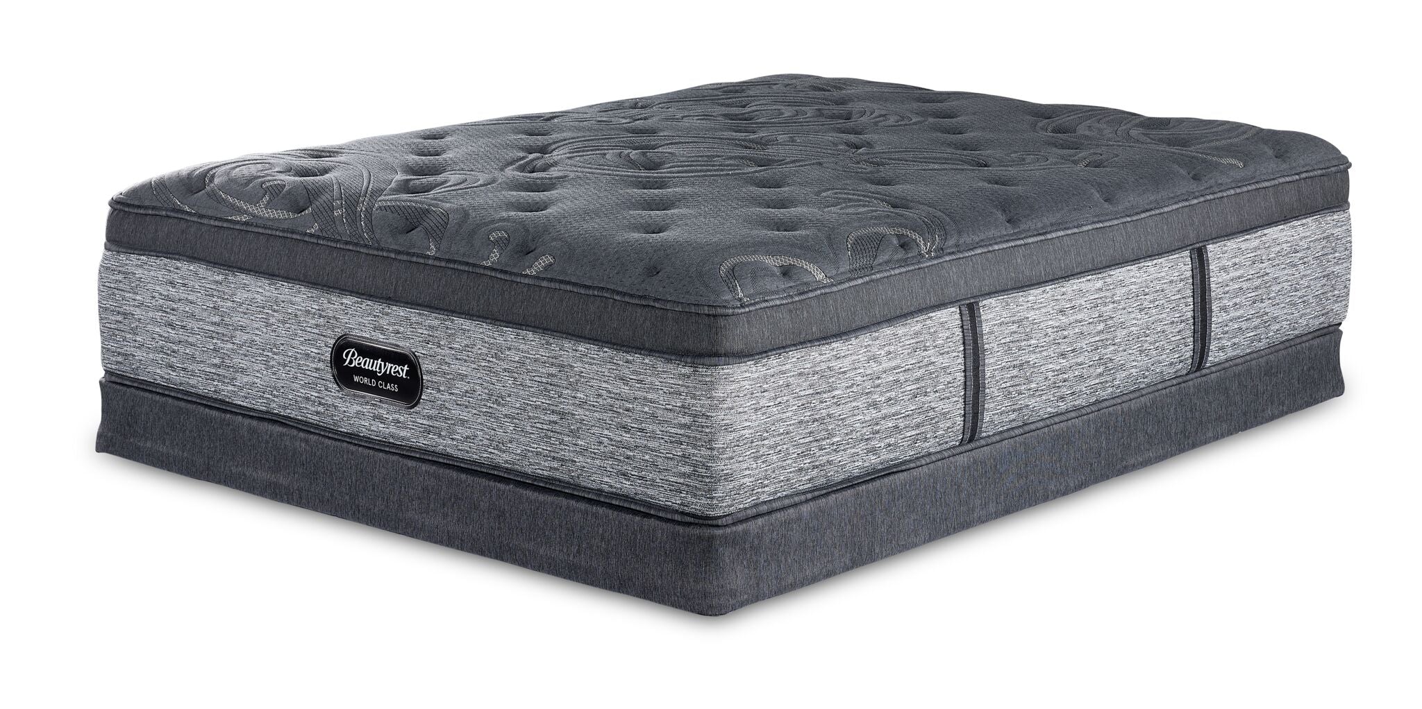 Beautyrest World Class Grandeur 2.0 Plush Queen Mattress & Low Profile Box Spring Set - Premium Comfort for Master Bedroom, Guest Room & Luxury Hotels