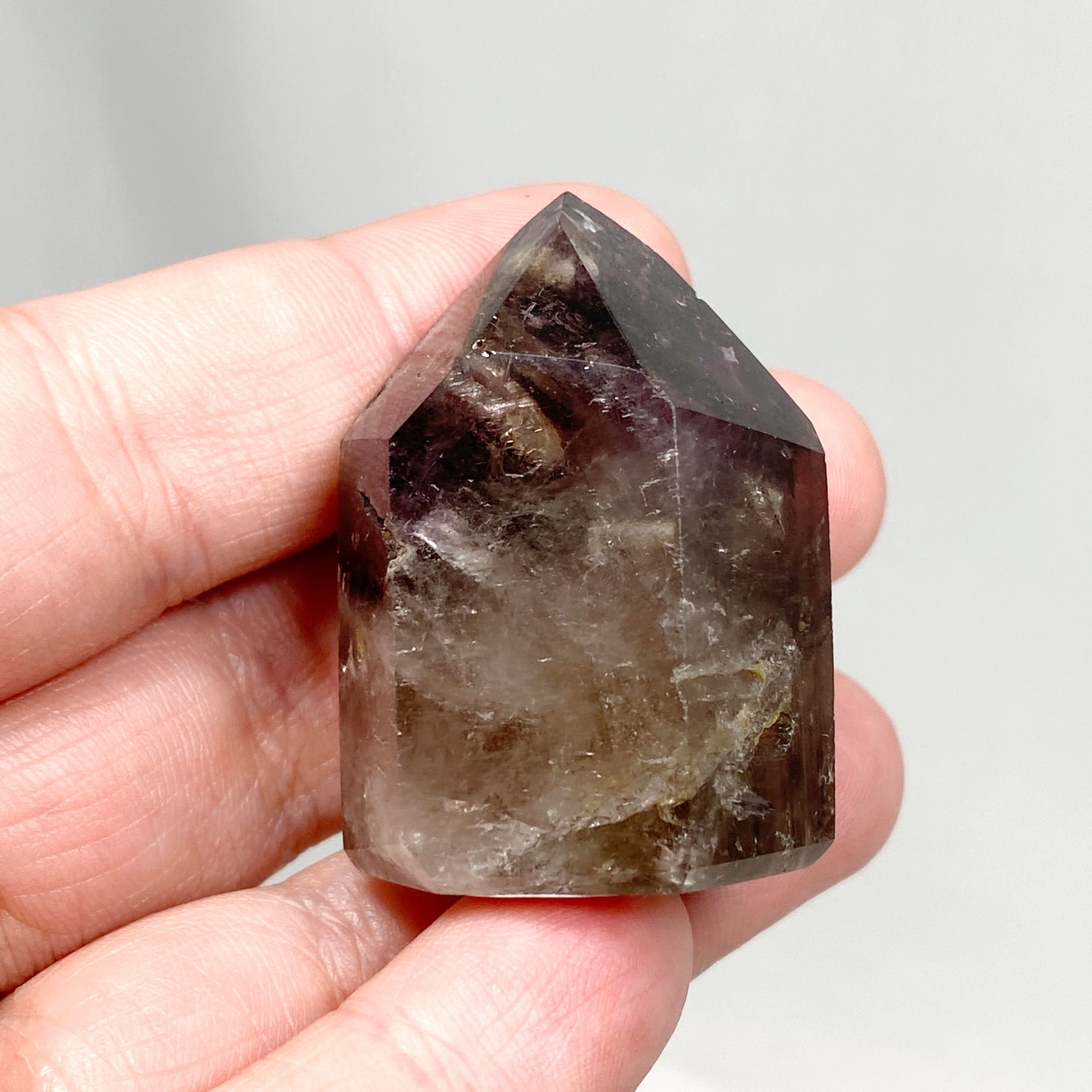 Natural Smokey Amethyst & Clear Quartz Crystal Point - Healing Stone CR3449 for Meditation, Reiki, and Home Decor