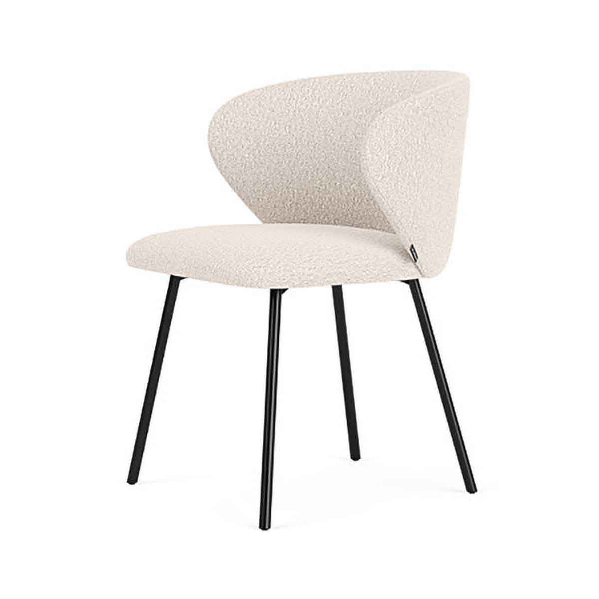 Ellie Boucle Dining Chair - Modern Upholstered Accent Chair for Kitchen, Dining Room, or Office - Soft Textured Fabric & Sturdy Wooden Legs - Perfect for Home Decor & Entertaining