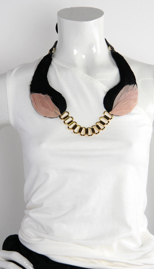 Maryam Keyhani Selene Necklace - Elegant Black & Pink Crystal Pendant for Women | Perfect for Evening Parties, Weddings & Special Occasions