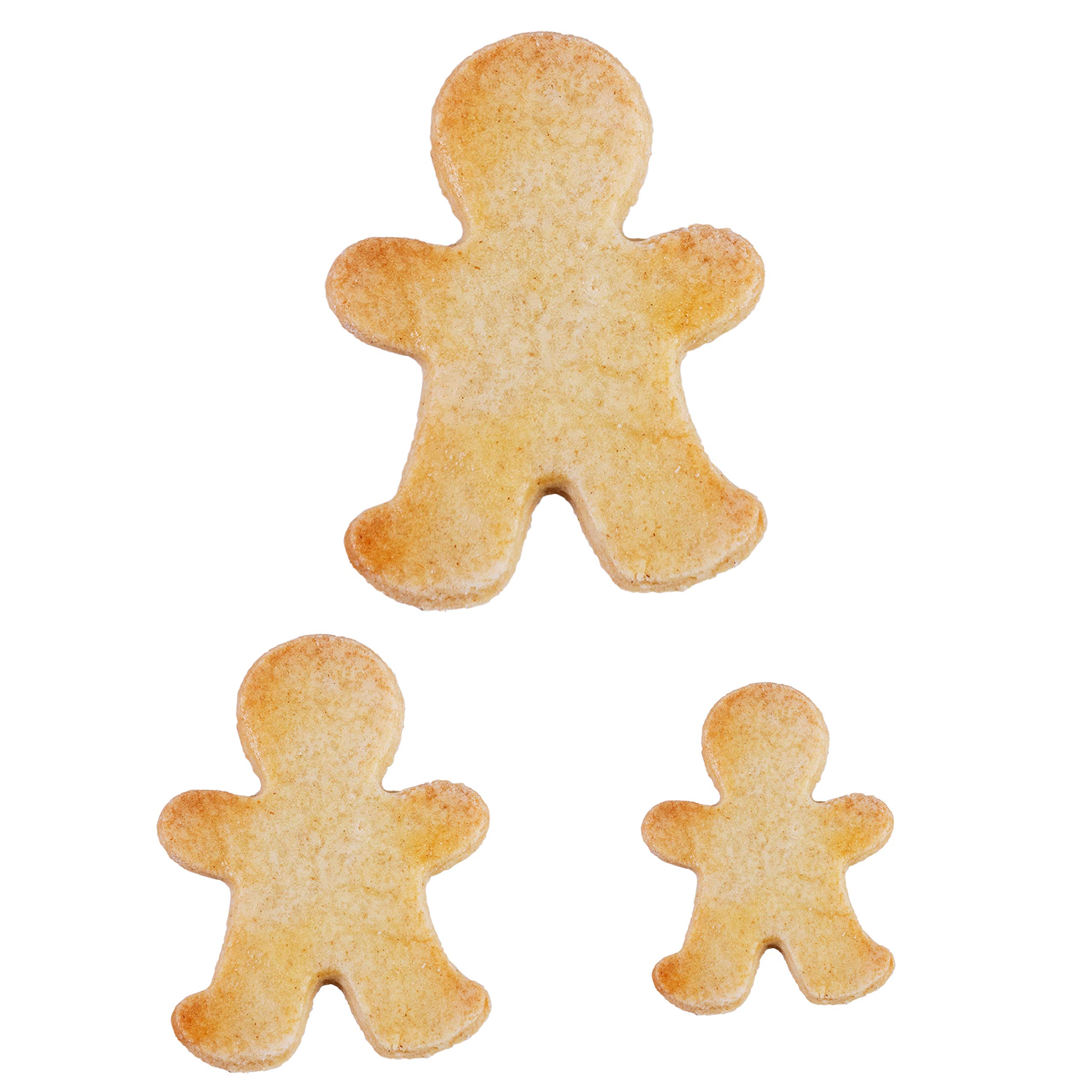 Patisse Metallic Gingerbread Man Cookie Cutter Set - 3 Piece Holiday Baking Kit for Christmas Cookies, DIY Decorations & Festive Baking Gifts
