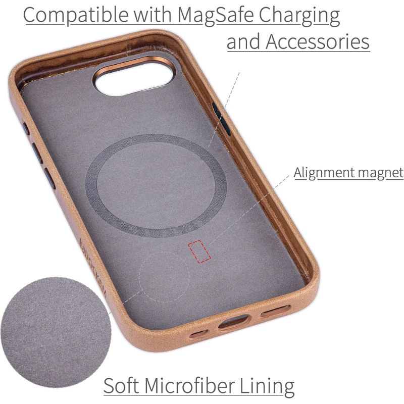 Genuine Leather Magnetic Case for iPhone 16e - Premium Magsafe Compatible Cover - Perfect for Work, Travel & Everyday Protection