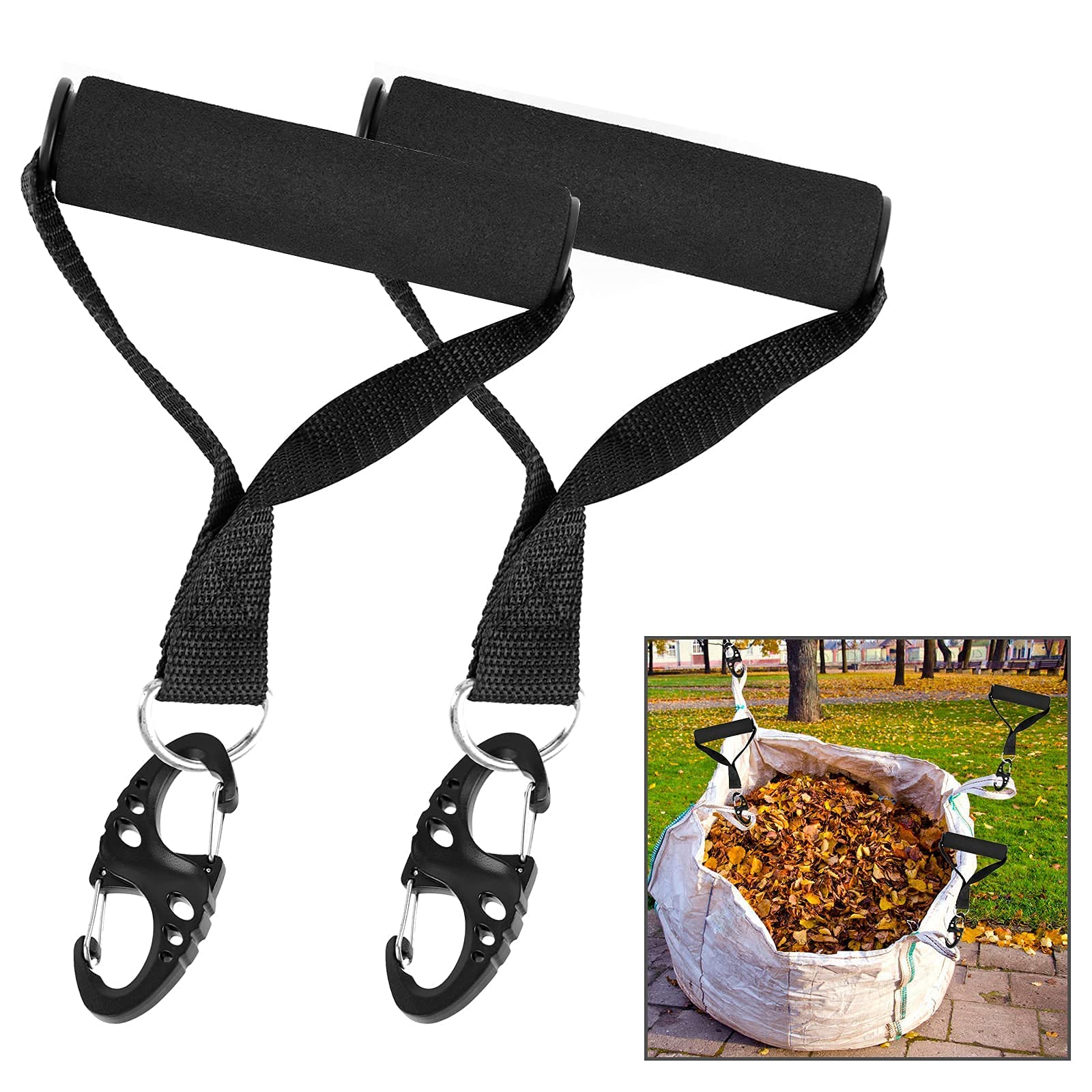 2PCS Leaf Trap Mover with Handles - Lawn Tractor Leaf Bag Accessories for Easy Yard Cleanup - Durable Leaf Collection Tools for Garden Waste - Labor-Saving Design Protects Hands - Perfect for Fall Leaves, Grass Clippings & Yard Debris Cleanup
