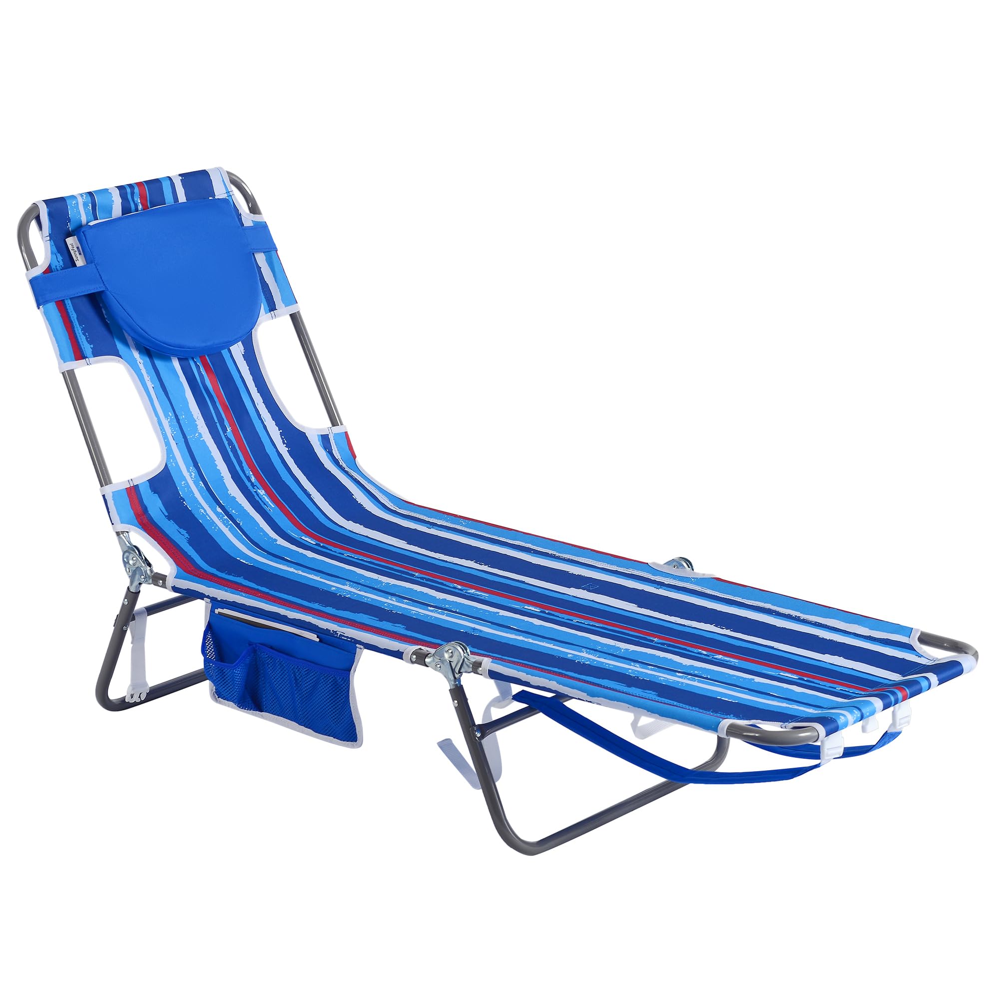 SUNNYFEEL Portable Folding Beach Lounge Chair - Adjustable Reclining Backpack Beach Chair for Tanning, Camping & Picnics | Lightweight Sunbathing Chair with Carry Straps for Outdoor, Lawn, Poolside & Travel Use