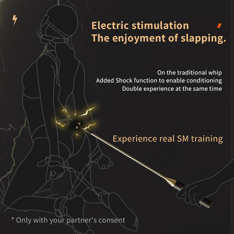 Electric Shock BDSM Toys - Sensual Spanking Paddle, SM Whip Crop & Electric Stimulation Stick for Couples - Enhance Intimacy & Role Play - Perfect for BDSM, Flirting & Sensation Play (Rod)