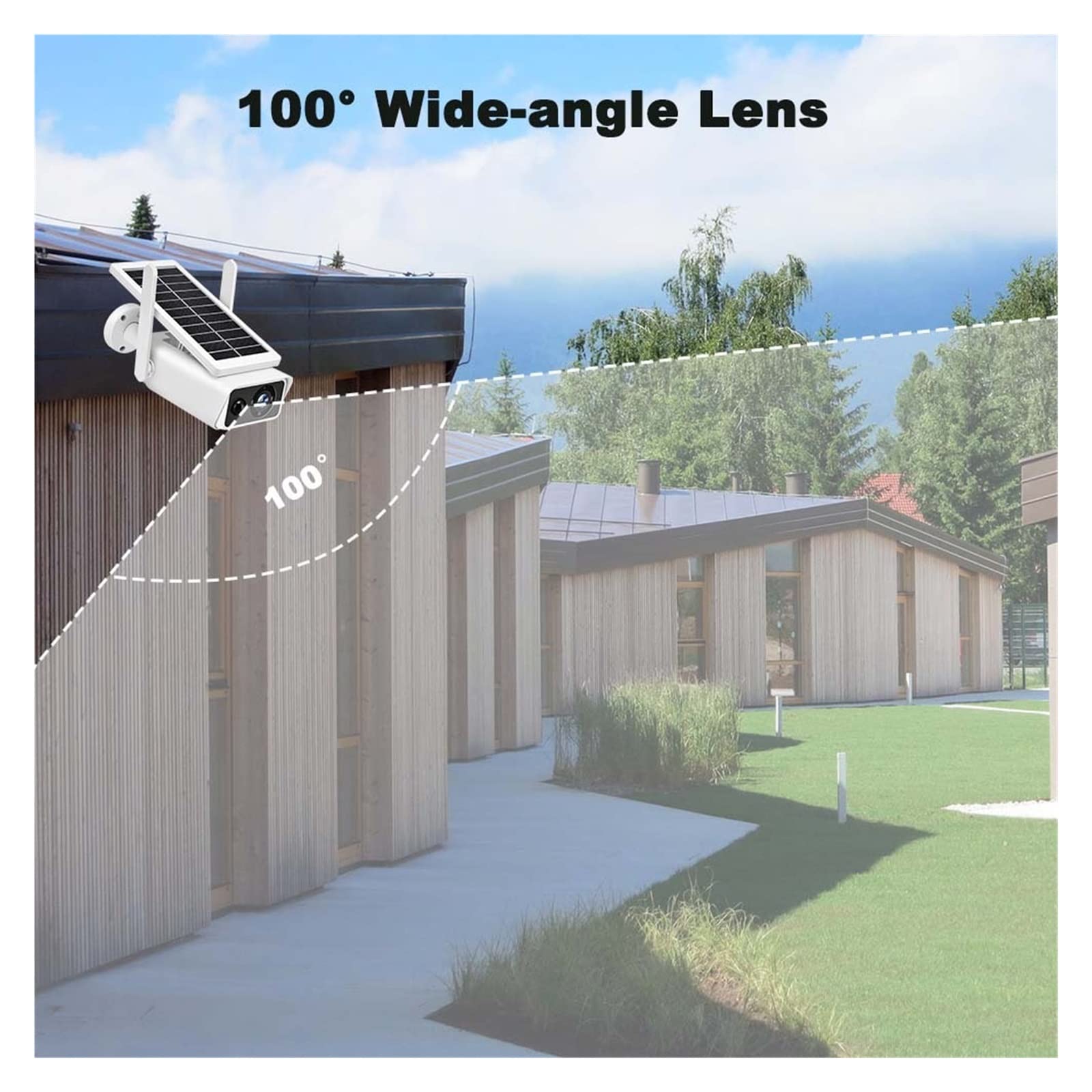 MZZYG 4MP Solar Security Camera - Wireless Outdoor WiFi Surveillance IP Cam with Rechargeable Battery, PIR Human Detection & 32GB Storage - Ideal for Home Security, Backyard Monitoring, and Property Protection
