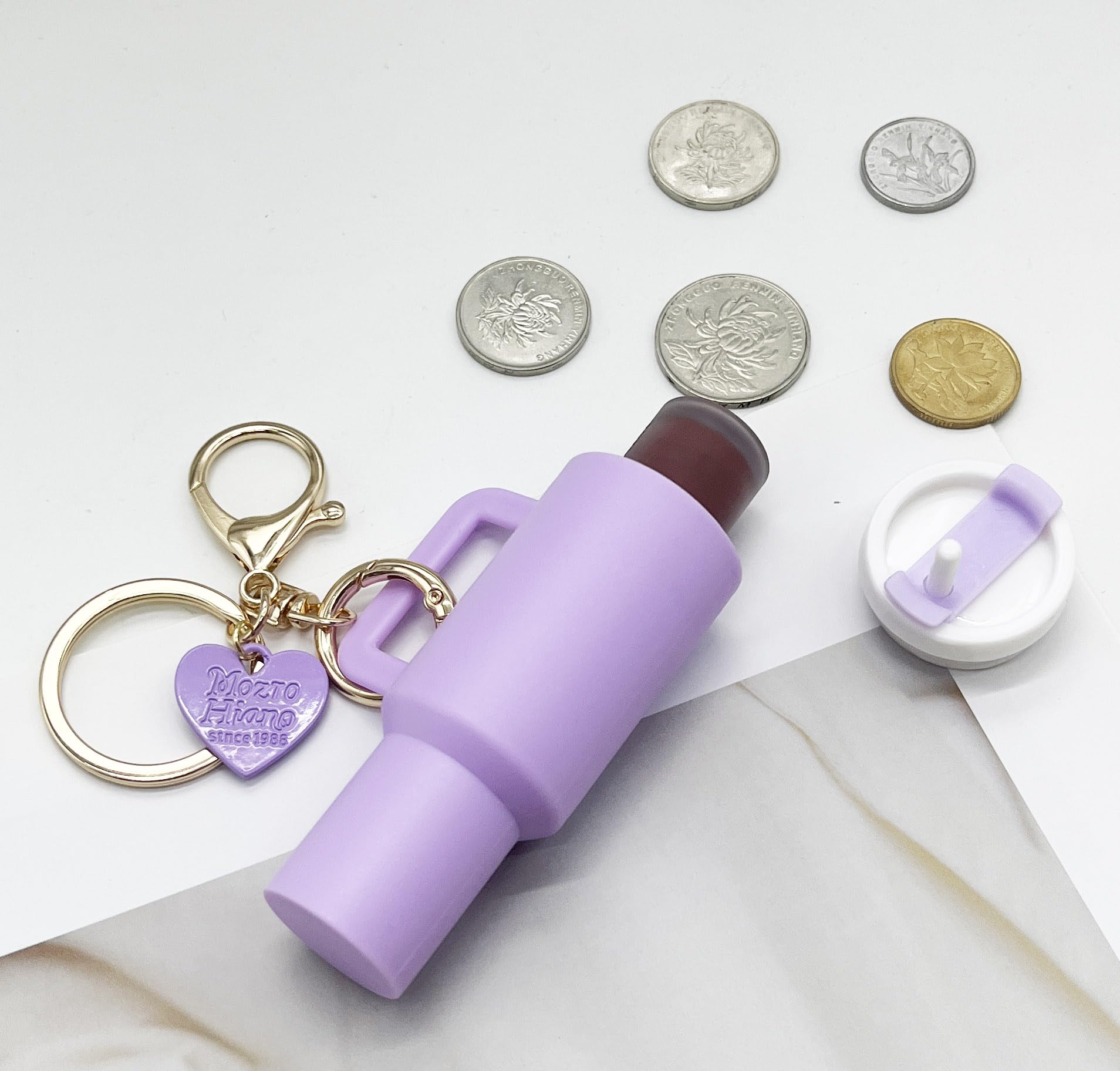 Mini Tumbler Keychain for Stanley Cup Accessories - Cute Mini Cup Heart Charm for School Bag, Backpack, Purse - Perfect Gift for Women & Girls (Great for Keychains, Backpacks, Gifts)