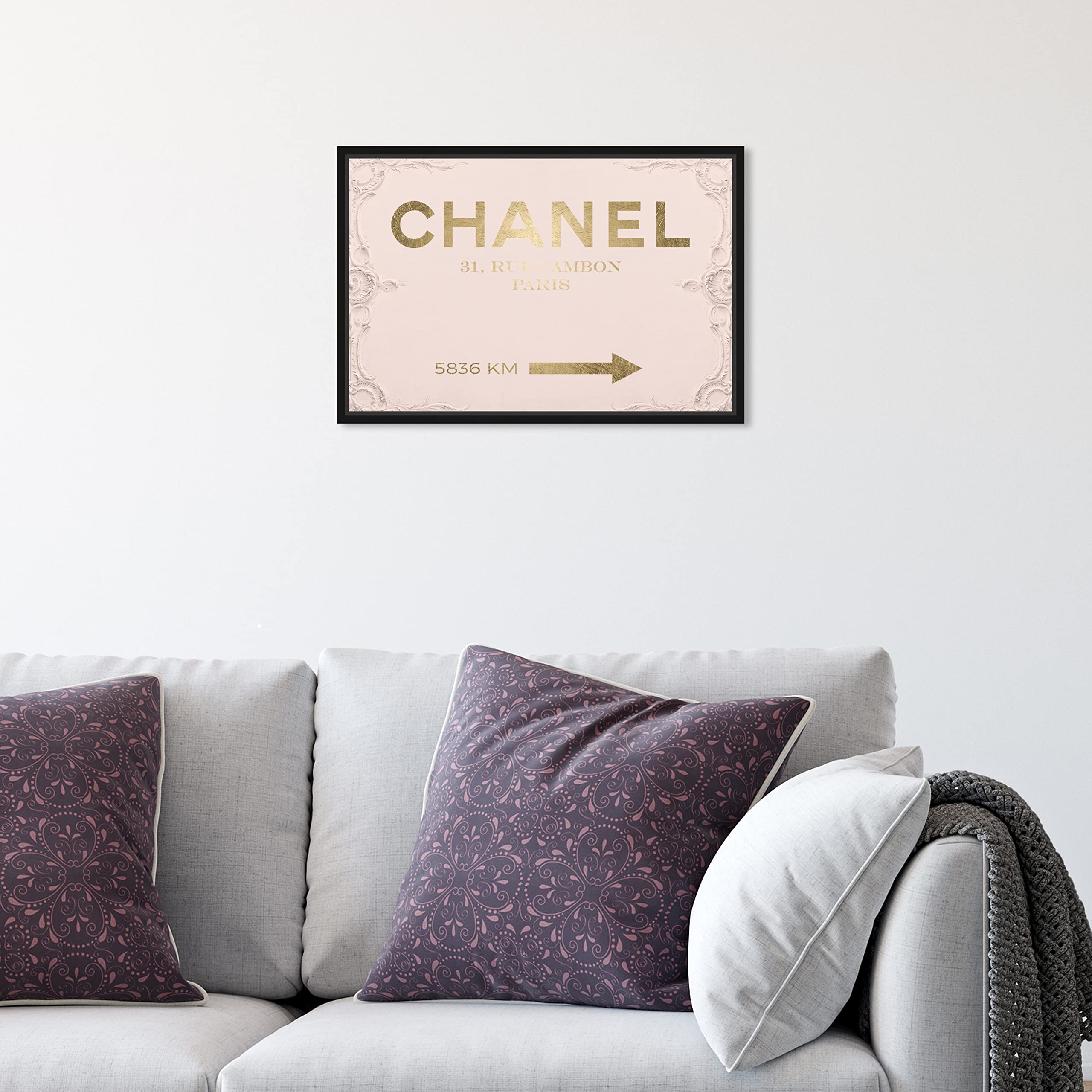 Oliver Gal Artist Co. Fashion & Glam Modern Black Frame Canvas Wall Art - Rococo Gold Blush Home Decor (15x10 Inches) for Living Room, Bedroom & Bathroom | Elegant Pink & Gold Fashion-Themed Wall Art for Women's Dressing Room, Salon or Luxury Apartment Decor