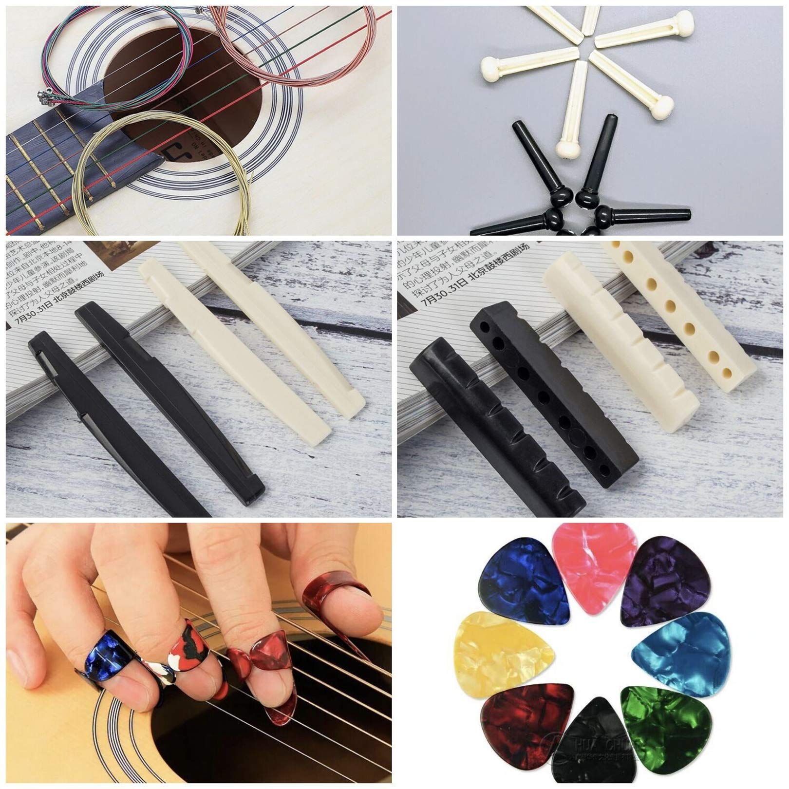 Vilihkc 65-Piece Guitar Accessories Kit with Strings, Picks, Capo, Thumb Picks, String Winder, Bridge Pins & Tools - Perfect for Guitar Maintenance, Practice & Live Performances
