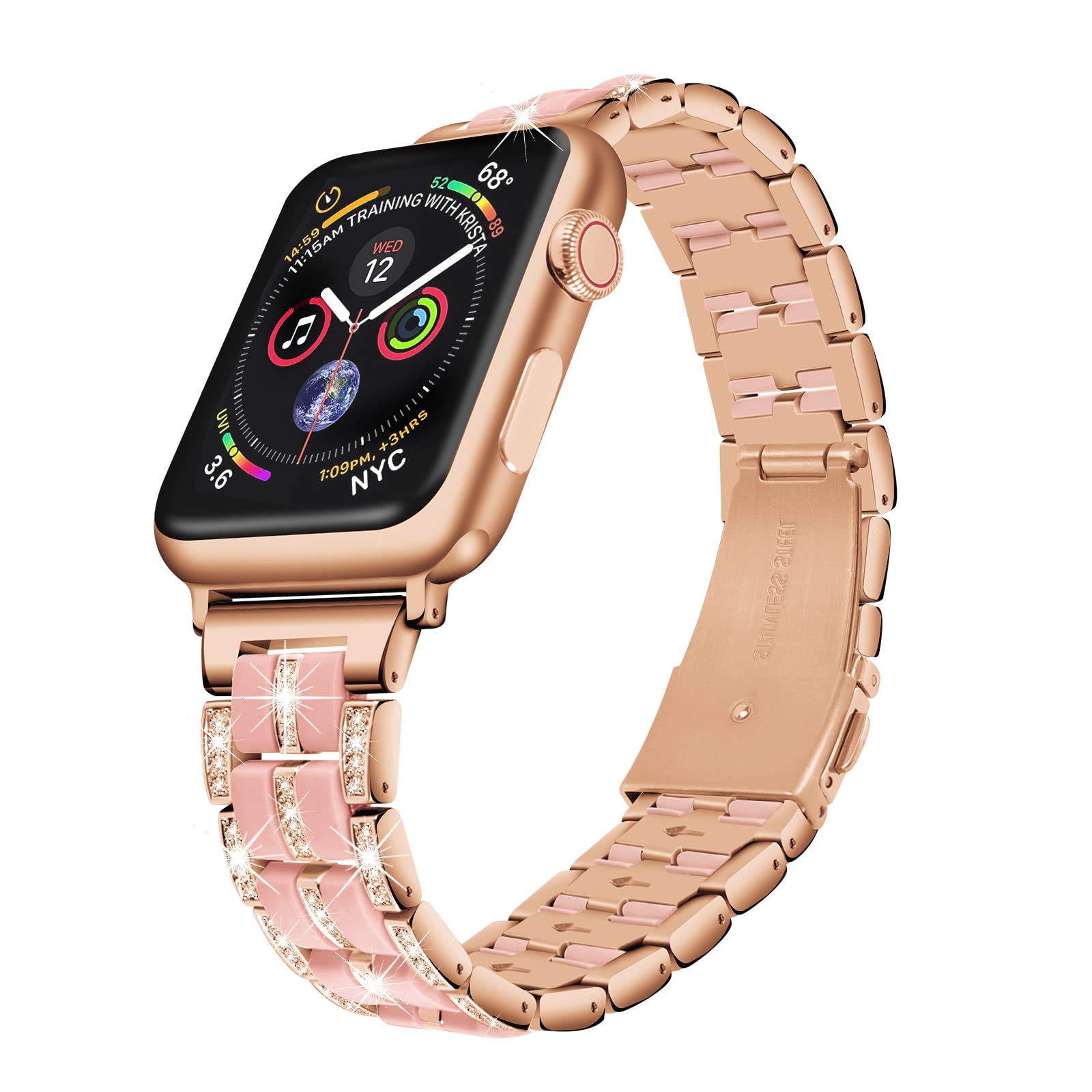EverSnows Bling Bands for Apple Watch 38mm 40mm - Elegant Jewelry Metal & Resin Bracelet with Rhinestones - Compatible with iWatch SE Series 6/5/4/3/2/1 - Perfect for Women's Fashion, Parties & Everyday Wear