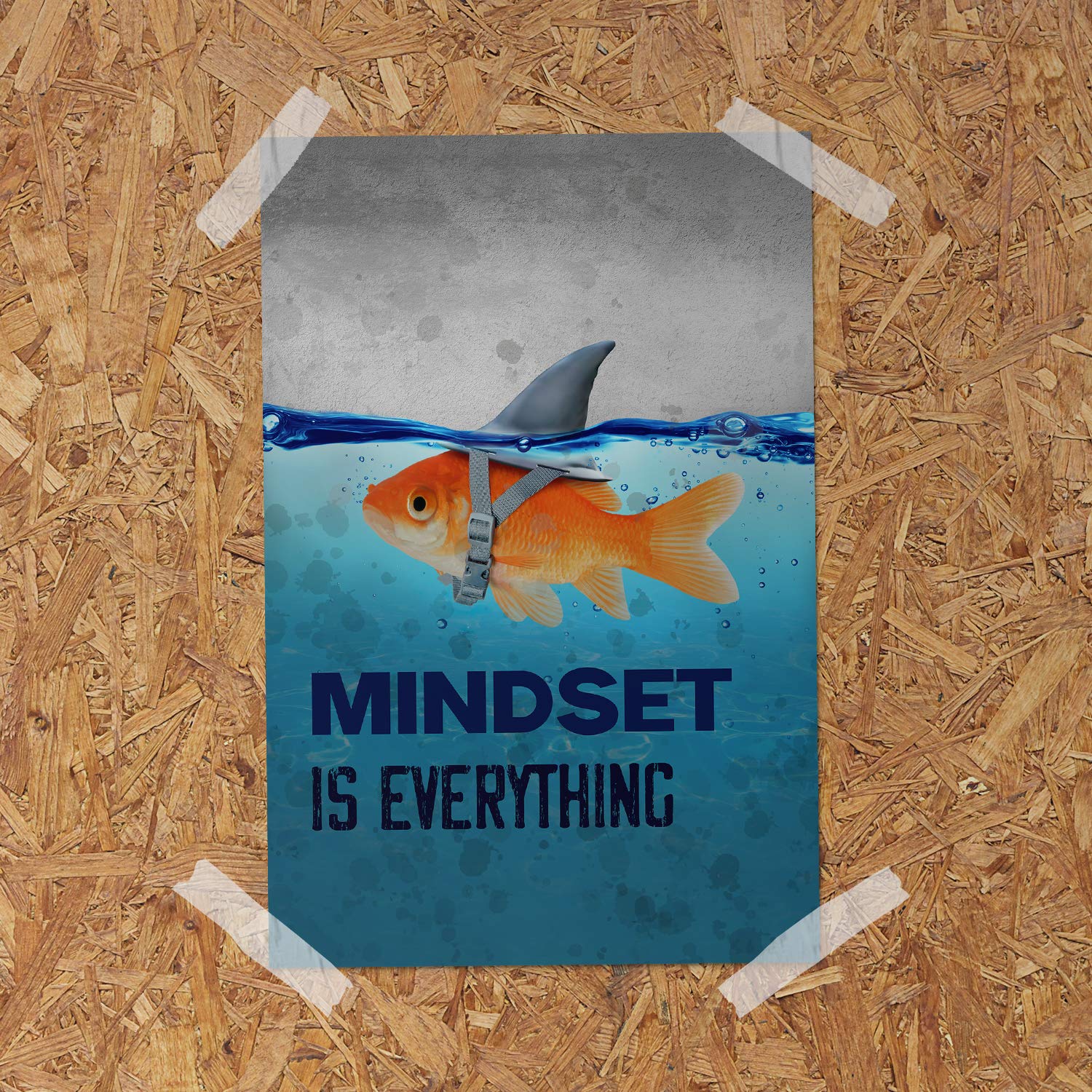 Funny Ugly Christmas Sweater 'Mindset is Everything' Fish Poster - 24x36 Inch Unframed Wall Art Decor for Holiday Parties & Home Office
