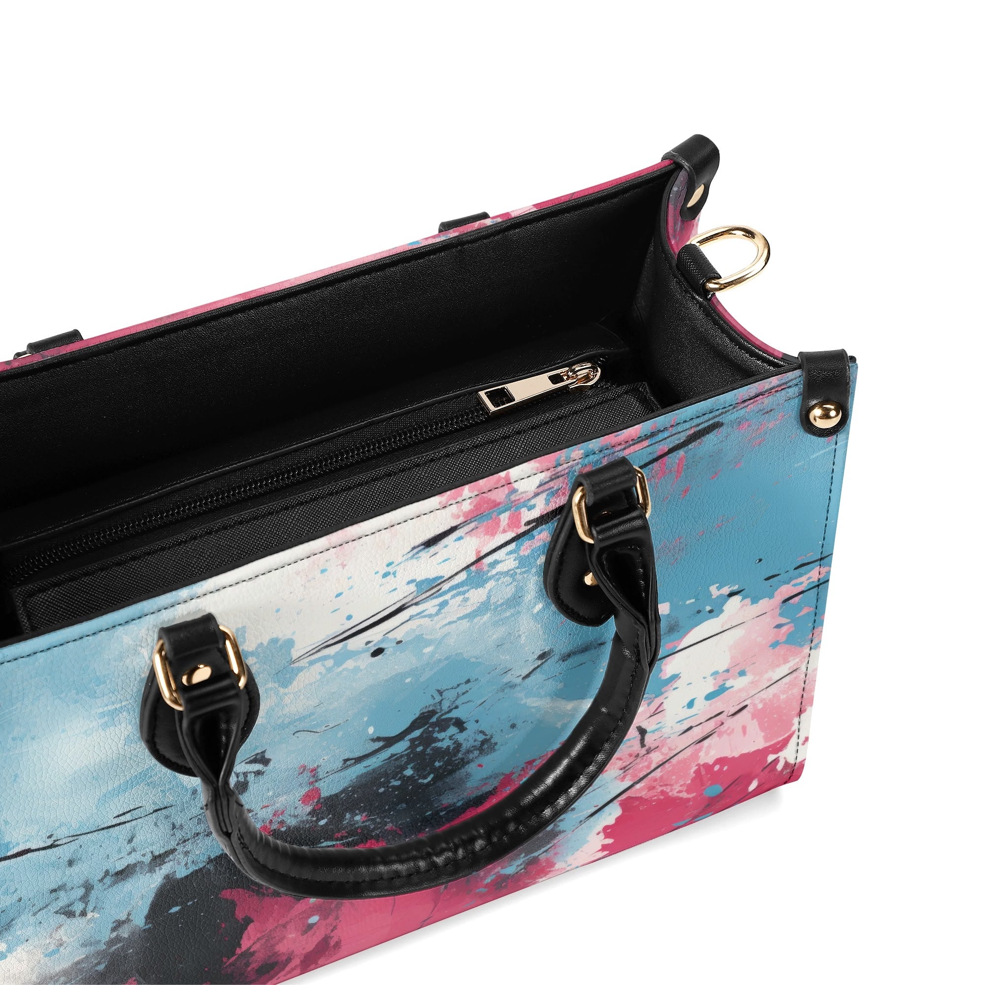 Gothic Pink and Blue PU Leather Handbag for Women - Stylish Crossbody Purse with Adjustable Strap, Perfect for Parties, Dating, and Daily Use