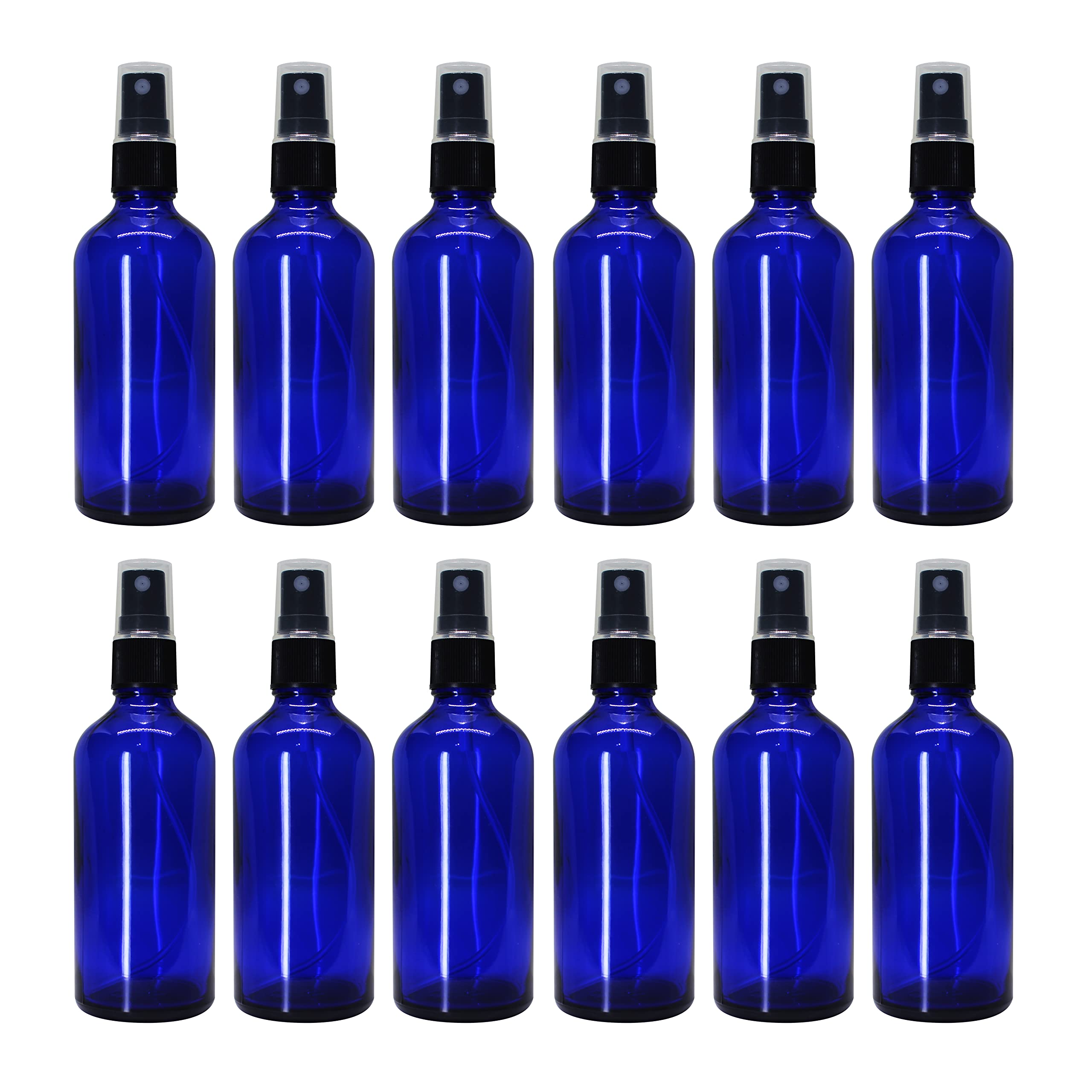 Refillable 100ml Blue Glass Fine Mist Spray Bottle with Leak-Proof Pump - Perfect for DIY Perfume, Essential Oils, Aromatherapy Blends, Facial Mists & Beauty Products | Travel-Friendly, Home & Salon Use (Pack of 1)