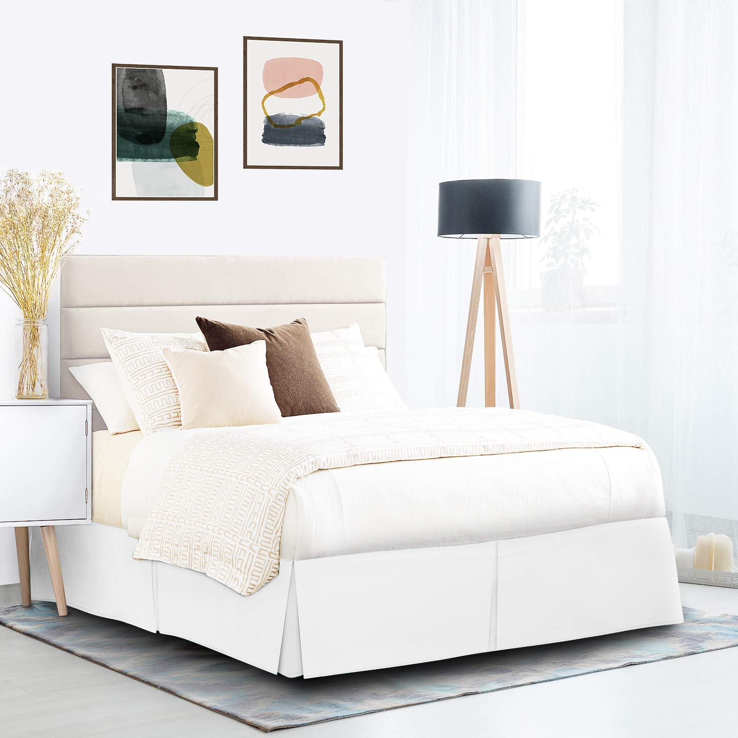 Nestle White King Size Bed Skirt - 14 Inch Drop Brushed Microfiber Bedskirt with Hotel-Quality Pleats | Shrink & Fade Resistant | Perfect for Luxury Bedrooms & Hotel Decor