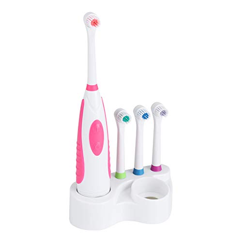 Uxsiya Electric Toothbrush - 40,000 VPM High Frequency Sonic Toothbrush with 4 Replacement Brush Heads & Charging Base for Deep Cleaning, Teeth Whitening & Gum Care (Red) - Perfect for Travel, Home & Family Oral Care