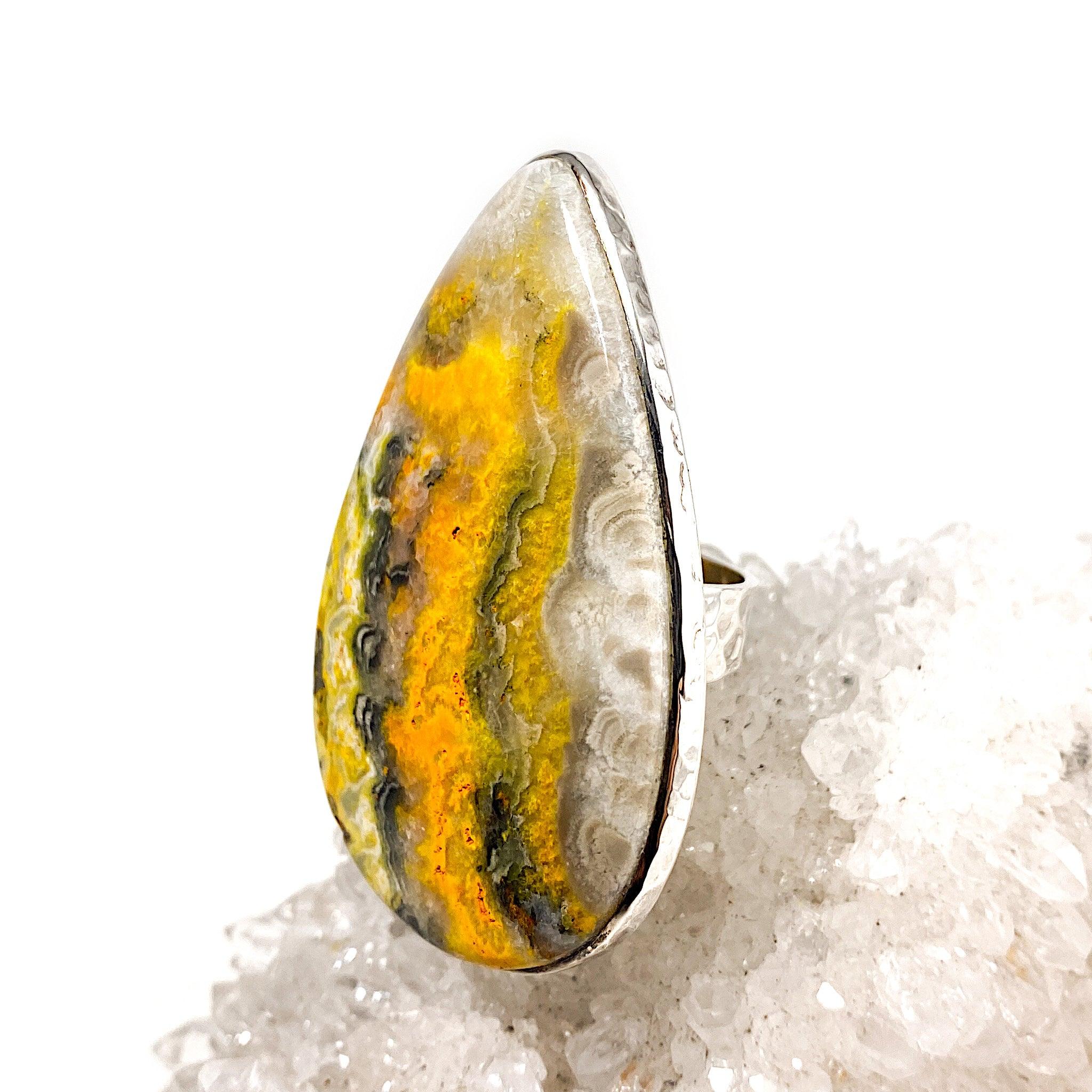 Bumblebee Jasper Teardrop Ring - Size 11 - KRGJ1297 - Handmade Gemstone Jewelry for Women - Perfect for Boho Style & Everyday Wear