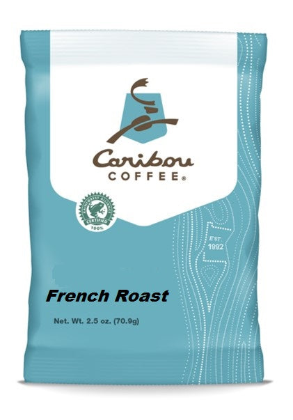 Premium Caribou French Roast Coffee - 2.5 oz Packages (18/Case) | Bold & Smooth Dark Roast for Home, Office & Camping Brewing