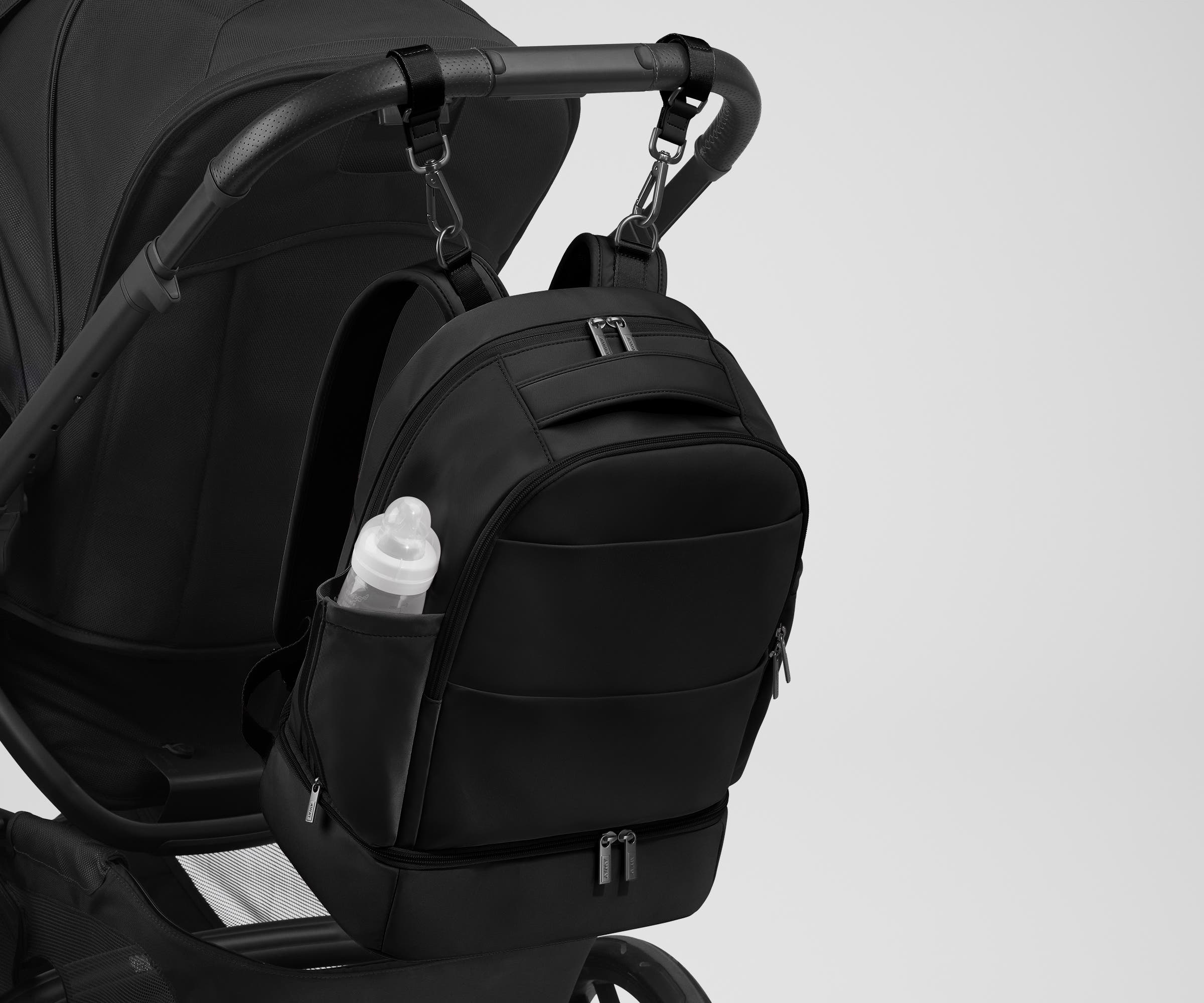 Premium Double Diaper Backpack in Jet Black - Spacious Baby Essentials Organizer for Travel, Hiking & Daily Parenting - Waterproof & Durable Design