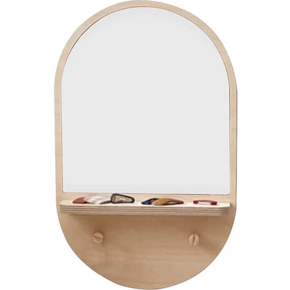 Modern Framed Bathroom Vanity Mirror with Shelf & 2 Hooks - 18.12 Inch Wall Mount Makeup Mirror for Bathroom, Bedroom, Living Room & Entryway - Perfect for Grooming, Decor & Small Space Organization