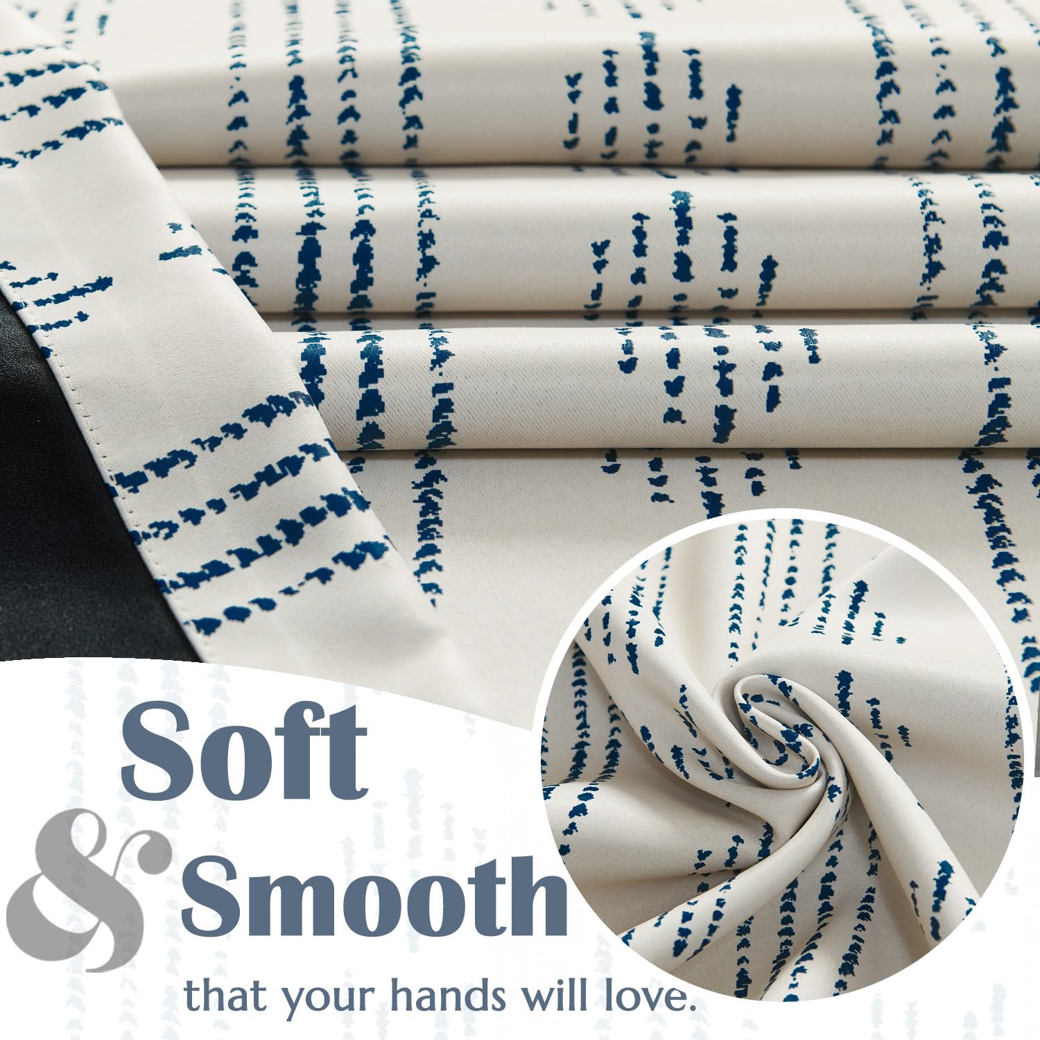 Jinchan 100% Blackout Bohemian Kitchen Curtains 24 Inch - Thermal Insulated Cafe Tier Curtains for Bedroom, RV, Basement - Blue on Beige Drapes for Half Windows | Perfect for Room Darkening & Energy Savings in Boho Style Homes