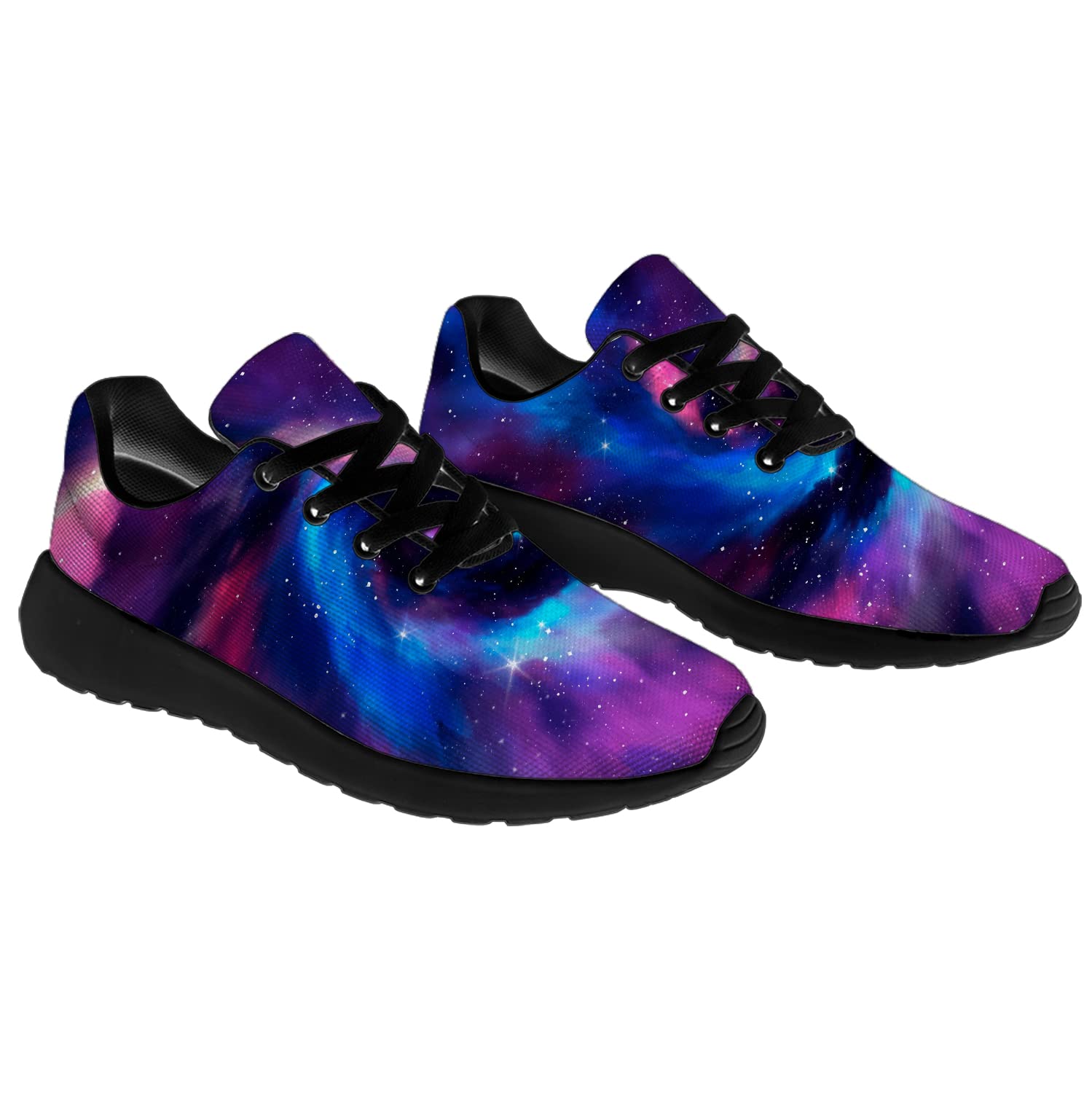 Men's & Women's Galaxy Print Running Shoes - Pink Purple Space Design Sneakers for Walking, Tennis & Casual Wear - Size 11 Men/13 Women Black - Perfect Gifts for Boys & Girls | Ideal for Jogging, Gym Workouts & Everyday Fashion
