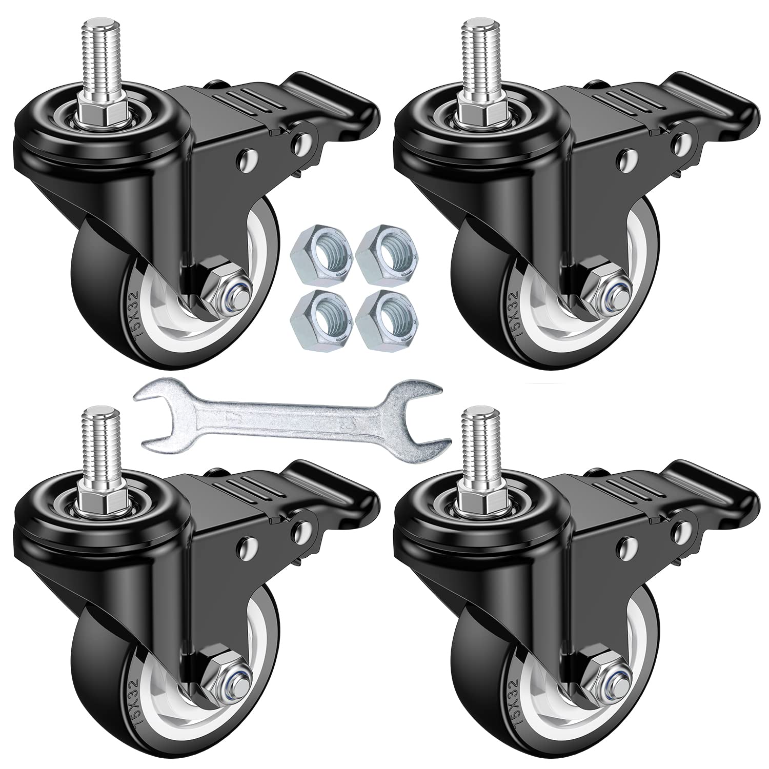 DICASAL 3 Inch Swivel Stem Casters with 1/2