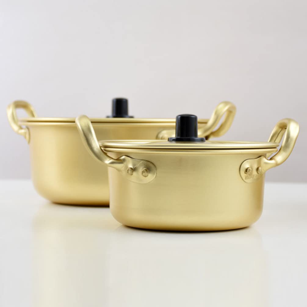 **CALLARON Korean Instant Noodle Pot - Nonstick Ramen Cooker, Soup Pot & Griddle Set - Golden Kitchen Accessories for Quick Meals, Perfect for Dorm, Office & Camping**