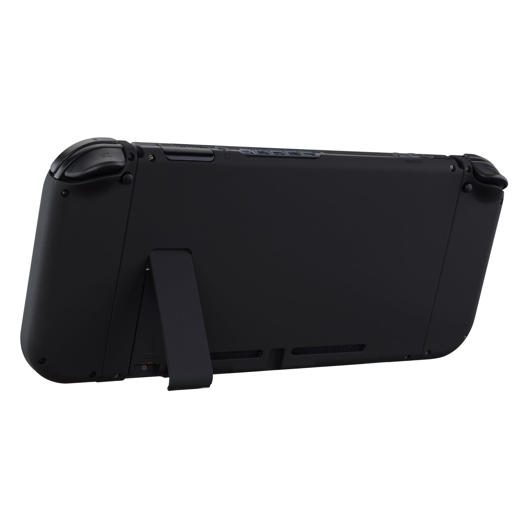 eXtremeRate Soft Touch Grip Back Cover Replacement Shell for Nintendo Switch Console & Joy-Con Controllers - Full Button Set, DIY Installation (Black, Model QP310) - Perfect for Gaming Comfort and Customization