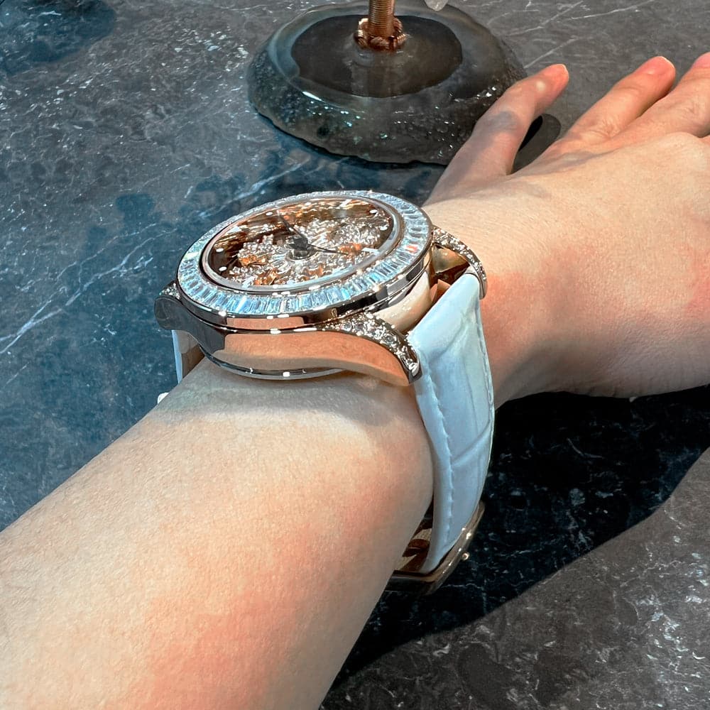 Aries Gold White Genuine Leather Strap Women's Watch L 5045 RGW W - Elegant Fashion Accessory for Everyday Wear & Special Occasions