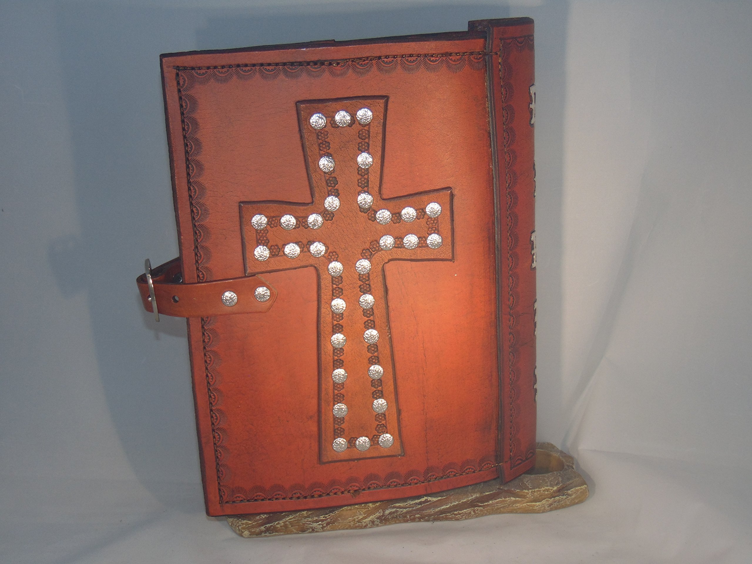 Genuine Leather Bible Cover for Women - Cowgirl Design with Praying Cross - Perfect for Church, Bible Study, and Gift Giving