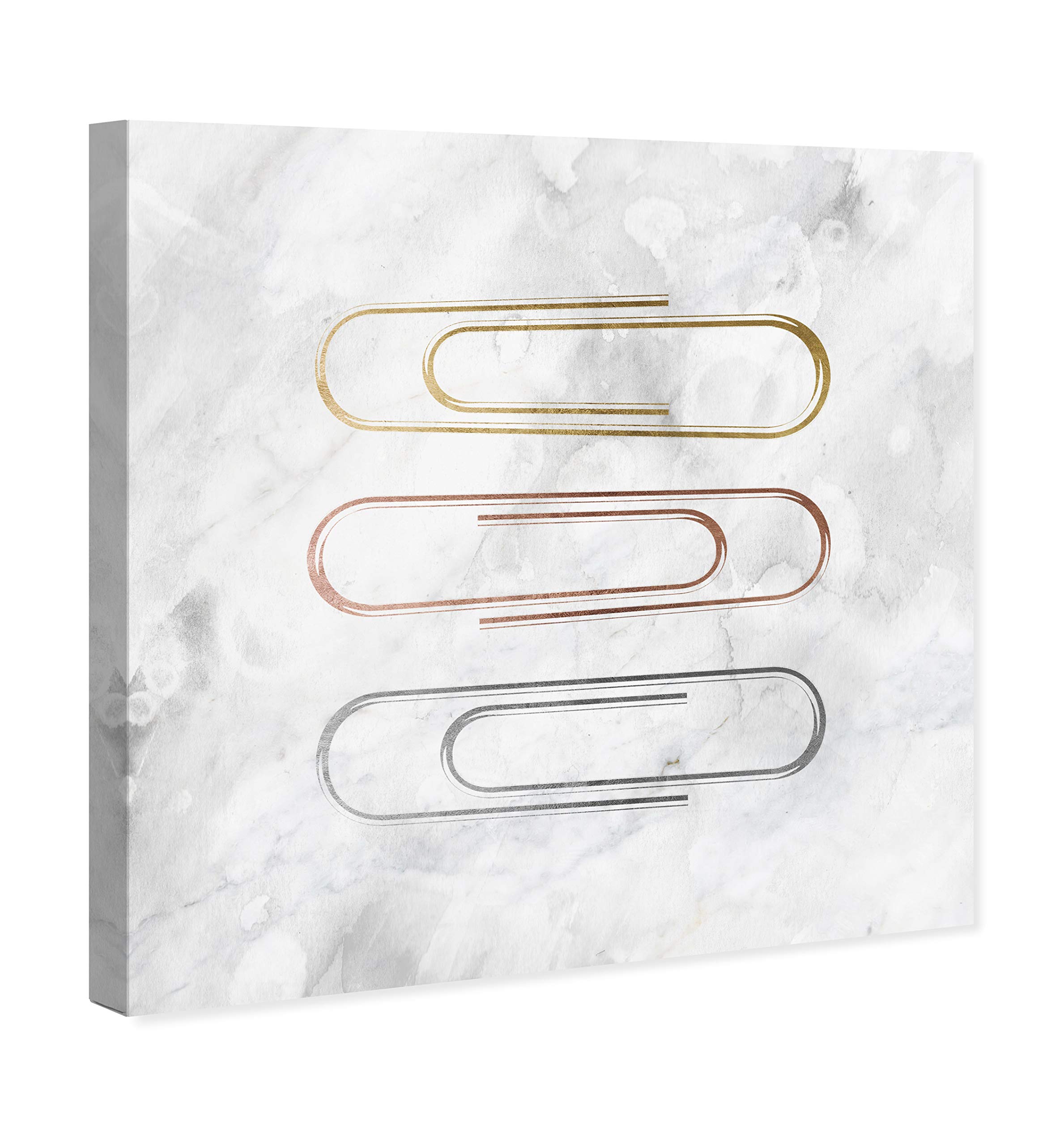 Oliver Gal Artist Co. Metallic Paper Clips Office Wall Art Canvas Print - 30x30 Inch Gold & Pink Abstract Home Decor for Modern Workspace, Living Room & Bedroom