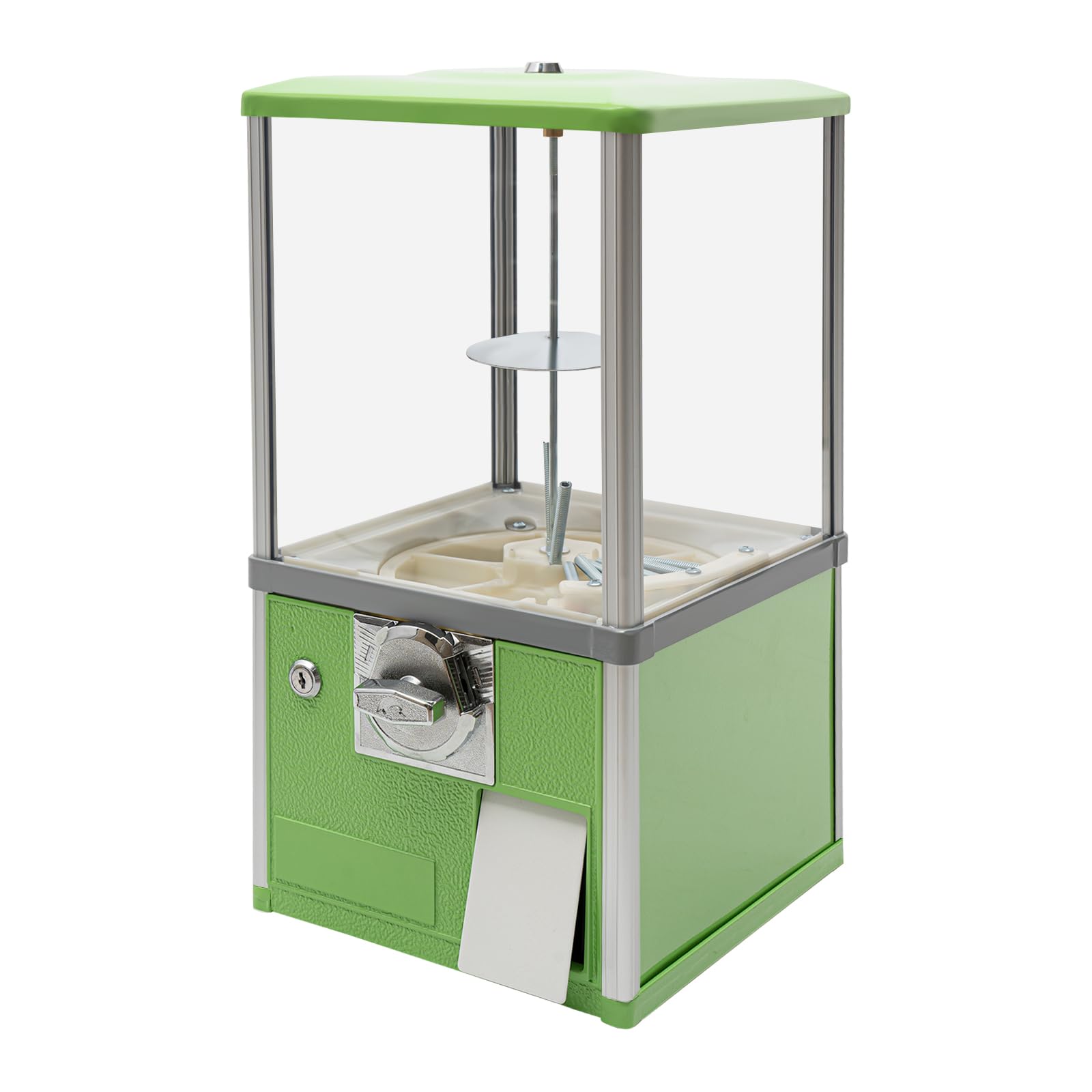 25 Cent Coin Operated Toy Capsule Vending Machine - 1.77-1.97 Inch Commercial Gumball & Candy Dispenser for Retail Stores, Arcades & Parties (Green) - Perfect for Kids Entertainment, Birthday Events & Small Business Use