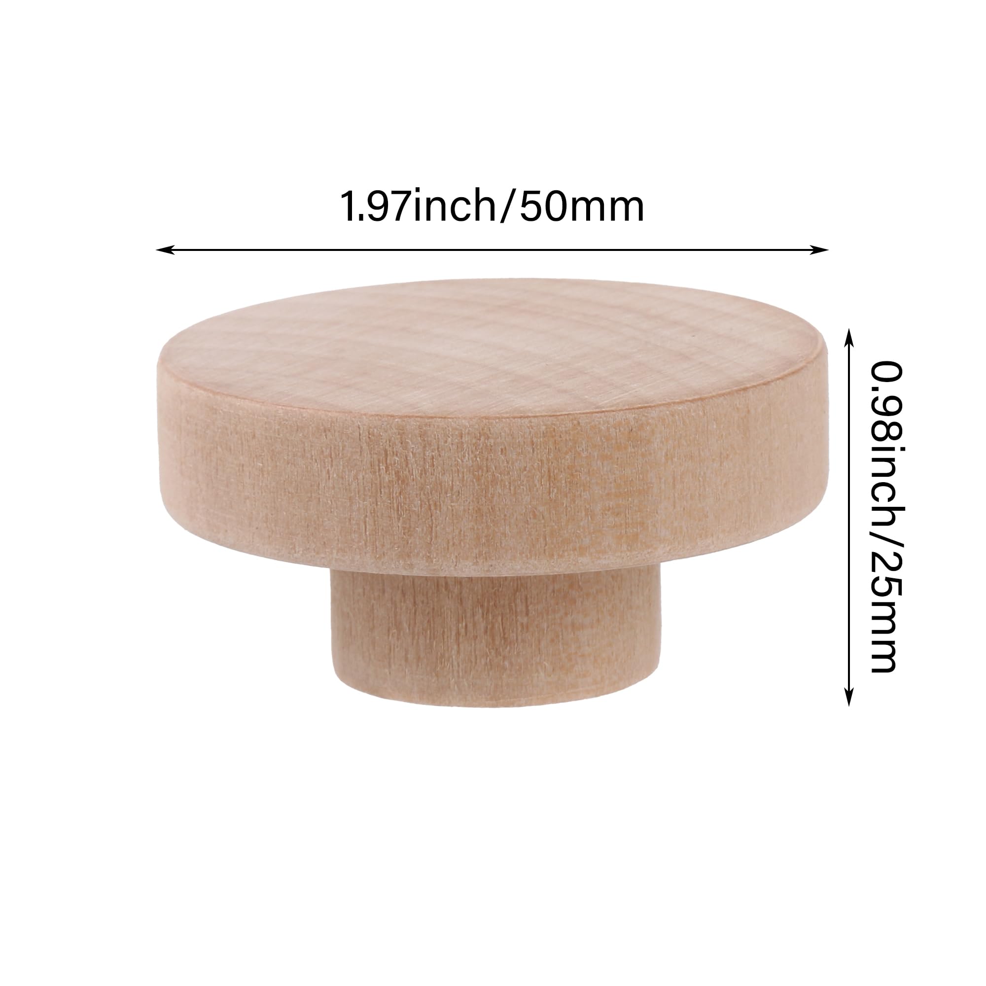 10PCS Unfinished Wooden Drawer Knobs - 50mmx25mm Round Cabinet Handles for Furniture, Dressers & DIY Projects - Perfect for Home Decor & Cabinet Upgrades