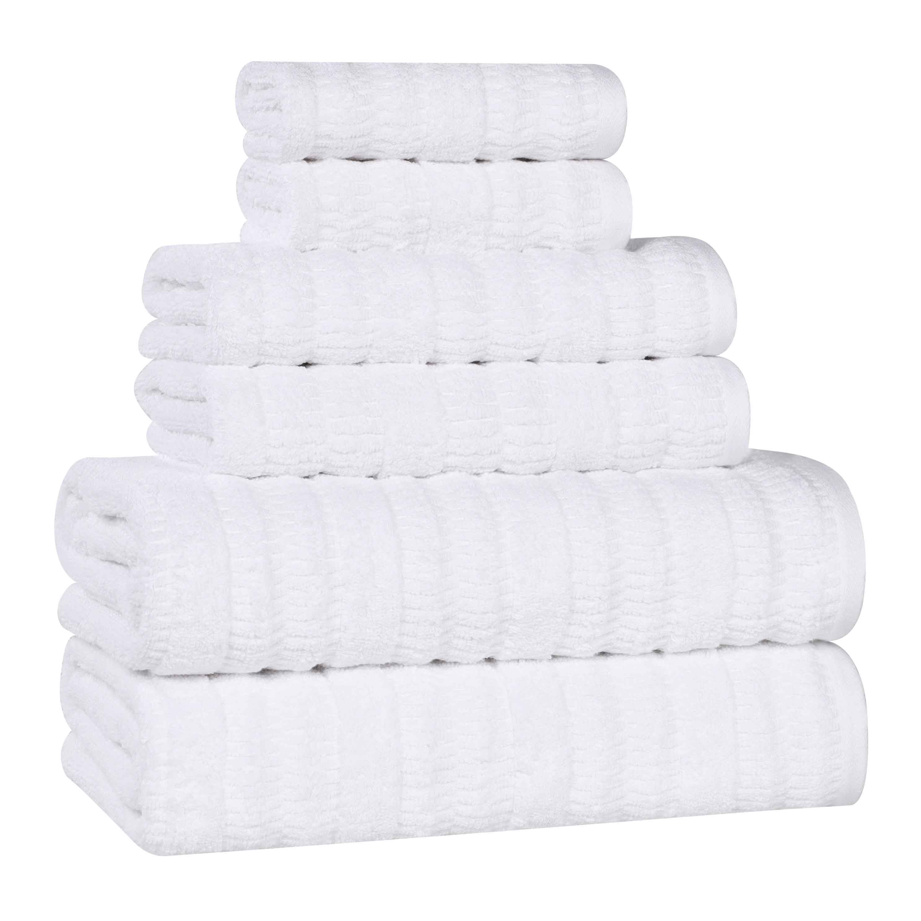 Mika Smart Twist Cotton Solid Vertical Ribbed 6-Piece Towel Set - Soft & Absorbent Bath Towels for Spa, Gym, and Home Use