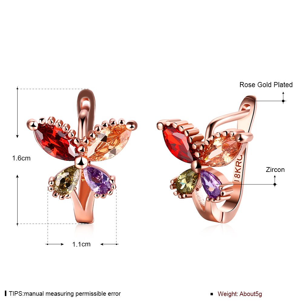 **AAA Zircon Butterfly Stud Earrings for Women - Rose Gold Plated Clip-On Crystal Earrings | Fashion Jewelry Gift for Wife, Girlfriend, Anniversary & Birthday | Elegant Accessories for Parties, Weddings & Daily Wear**